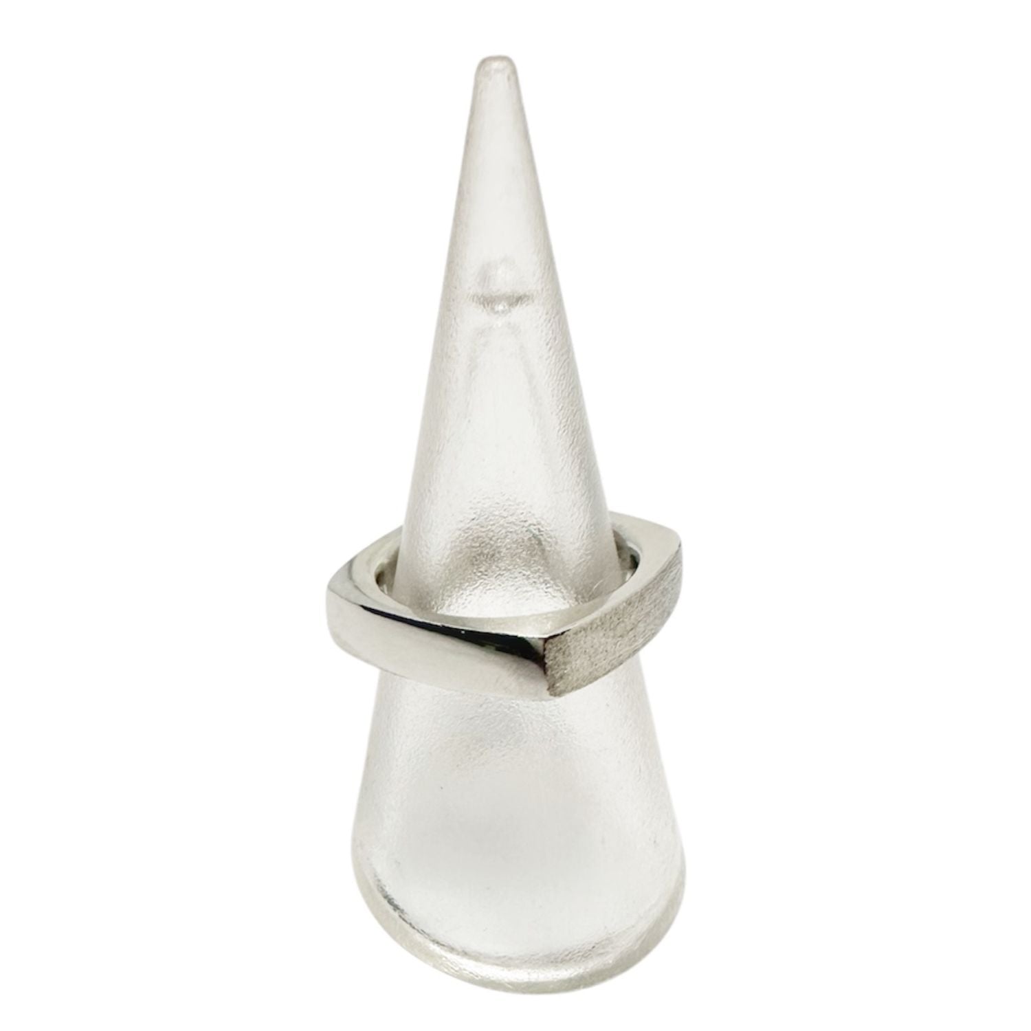 Platinum Band Ring – Satin & Polished Geometric Design - Tg-Jewellery By Tamara Gervasio