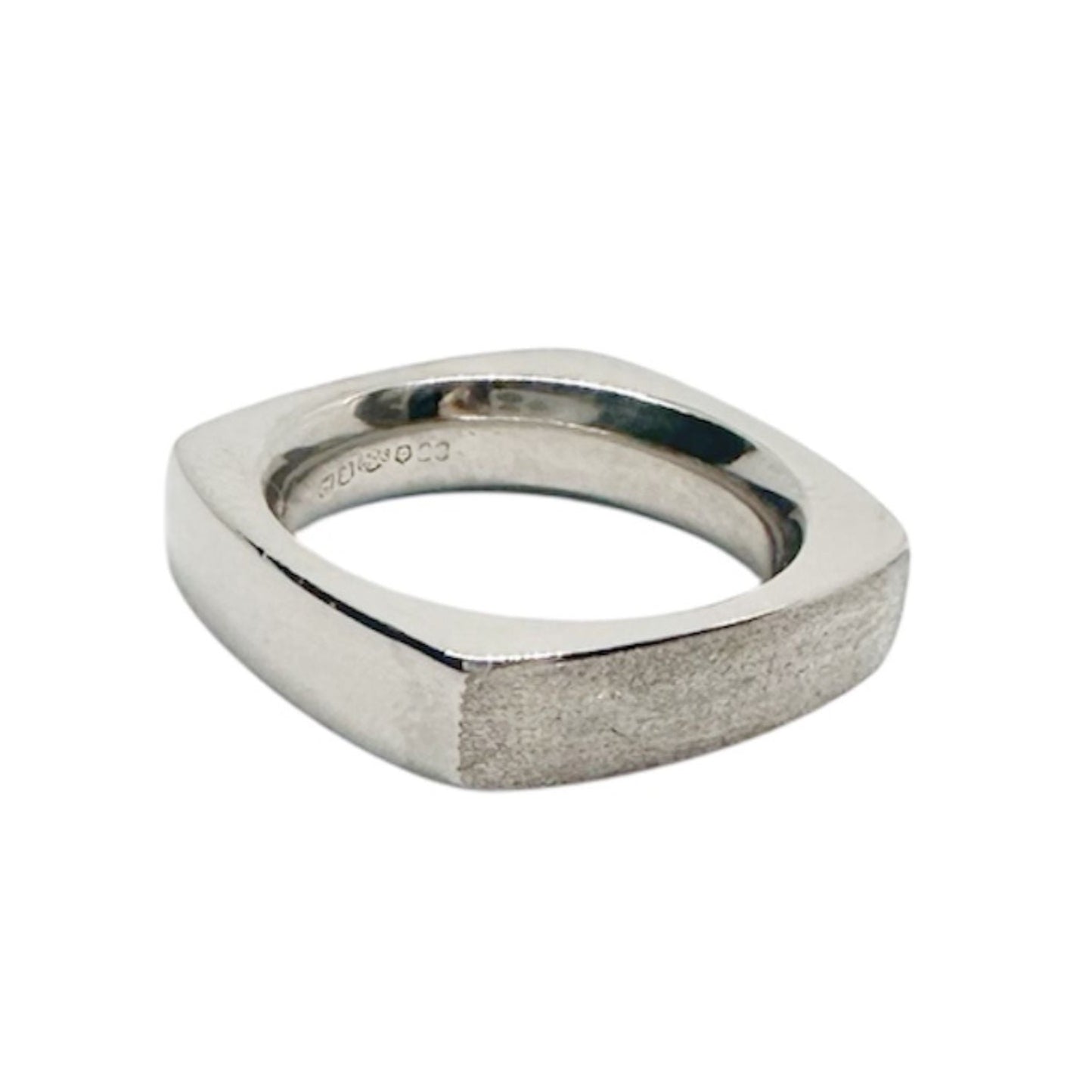 Platinum Band Ring – Satin & Polished Geometric Design - Tg-Jewellery By Tamara Gervasio