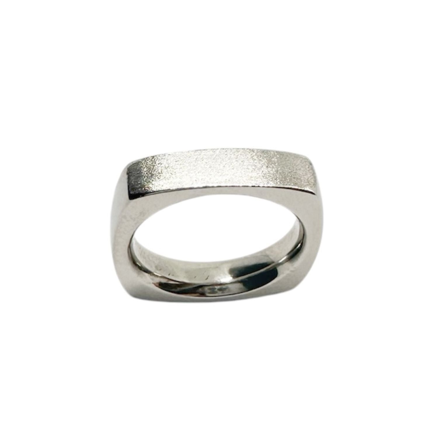 Platinum Band Ring – Satin & Polished Geometric Design - Tg-Jewellery By Tamara Gervasio