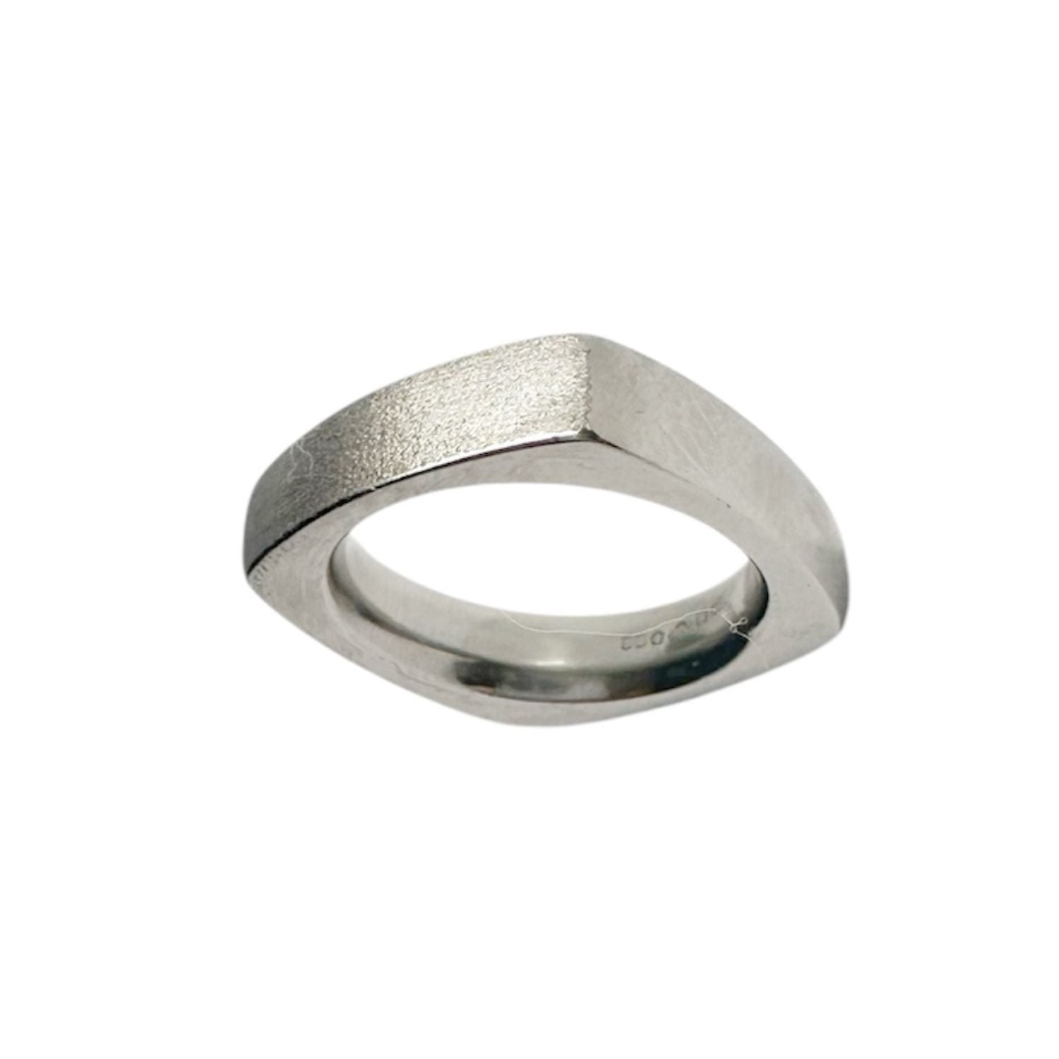 Platinum Band Ring – Satin & Polished Geometric Design - Tg-Jewellery By Tamara Gervasio