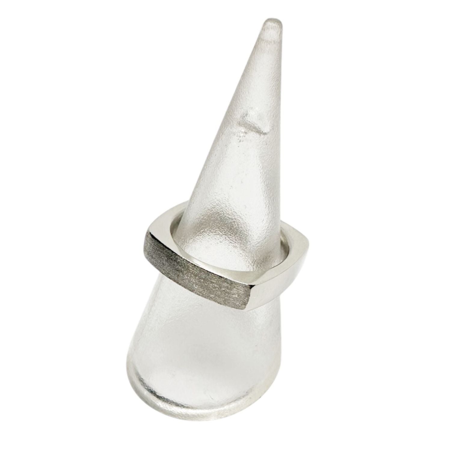 Platinum Band Ring – Satin & Polished Geometric Design - Tg-Jewellery By Tamara Gervasio