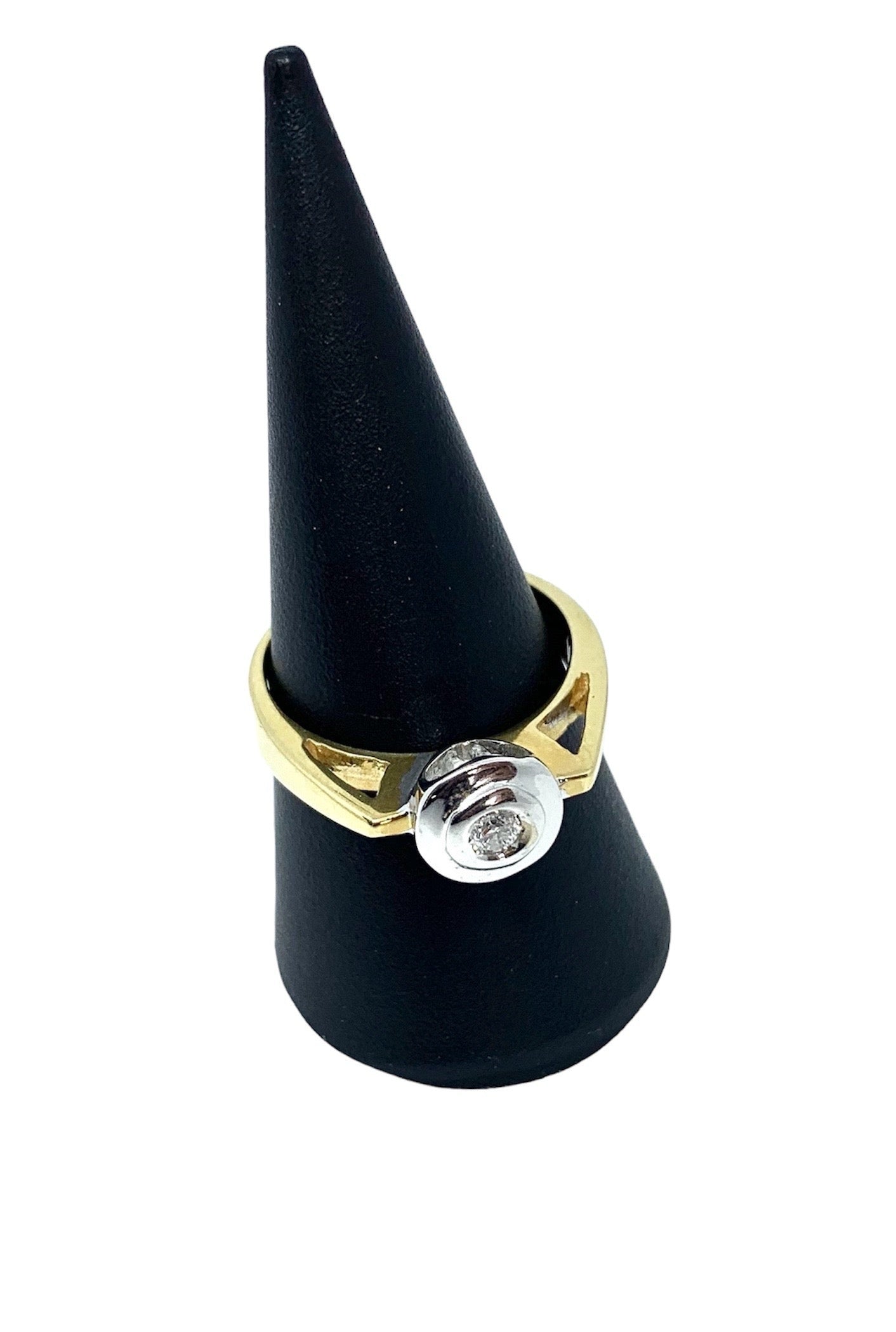 18K Yellow & White Gold Flush Diamond Ring – Handmade in Italy - Tg-Jewellery By Tamara Gervasio