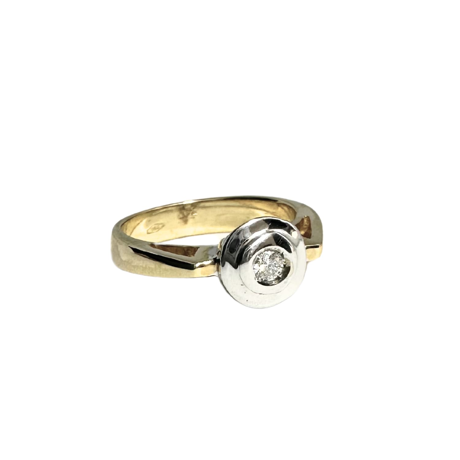 18K Yellow & White Gold Flush Diamond Ring – Handmade in Italy - Tg-Jewellery By Tamara Gervasio