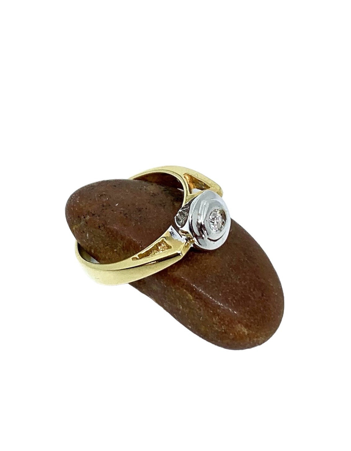 18K Yellow & White Gold Flush Diamond Ring – Handmade in Italy - Tg-Jewellery By Tamara Gervasio