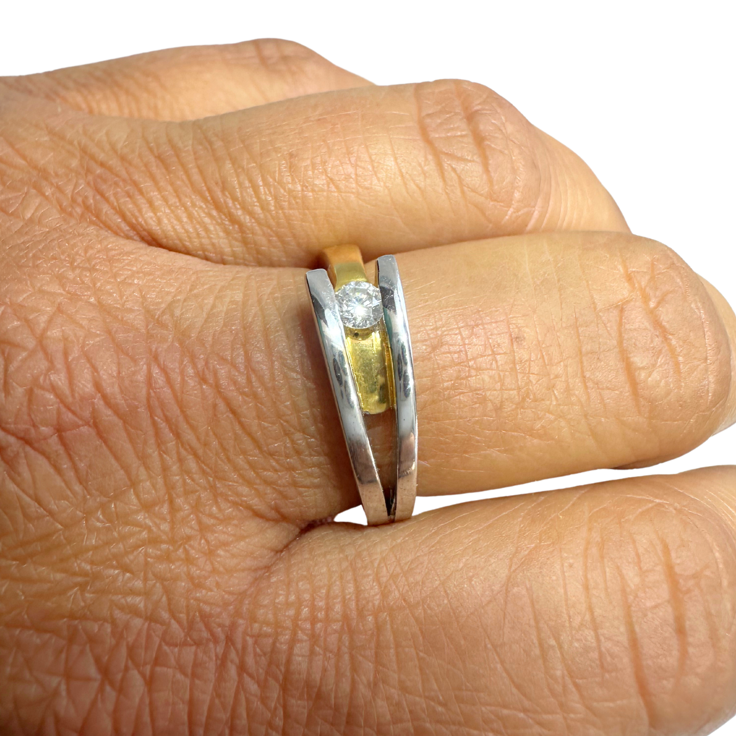 18K Yellow & White Gold Diamond Ring – Handmade in Italy - Tg-Jewellery By Tamara Gervasio