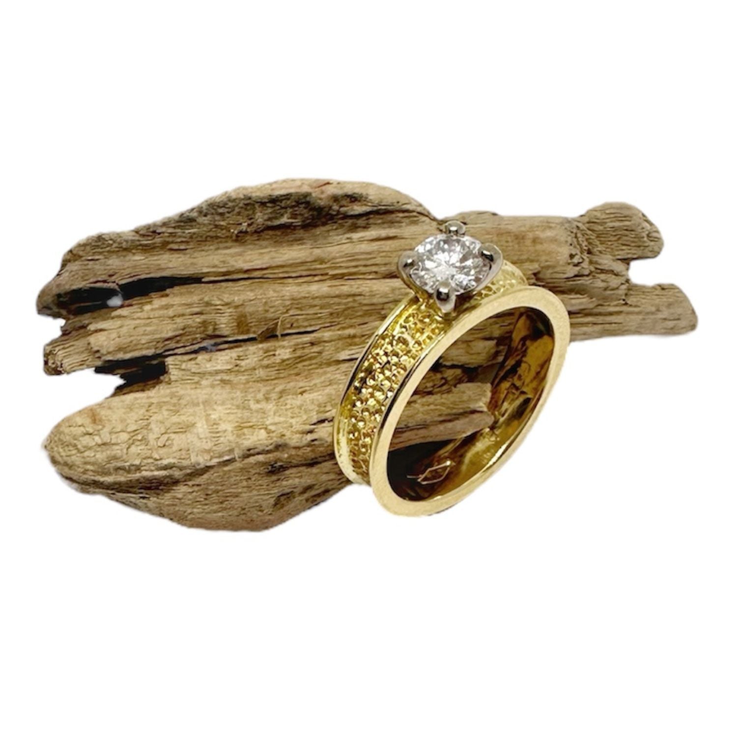 Diamond Band Ring – 18ct Recycled Yellow Gold & White Gold Setting - Tg-Jewellery By Tamara Gervasio