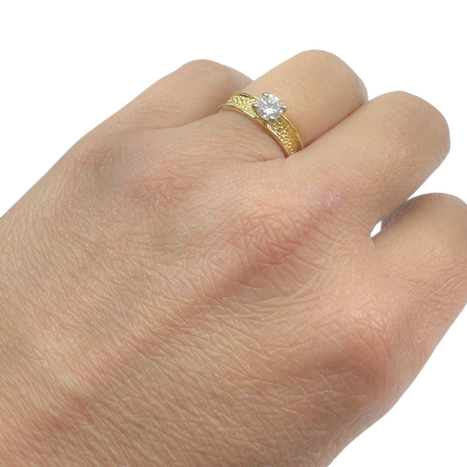 Diamond Band Ring – 18ct Recycled Yellow Gold & White Gold Setting - Tg-Jewellery By Tamara Gervasio