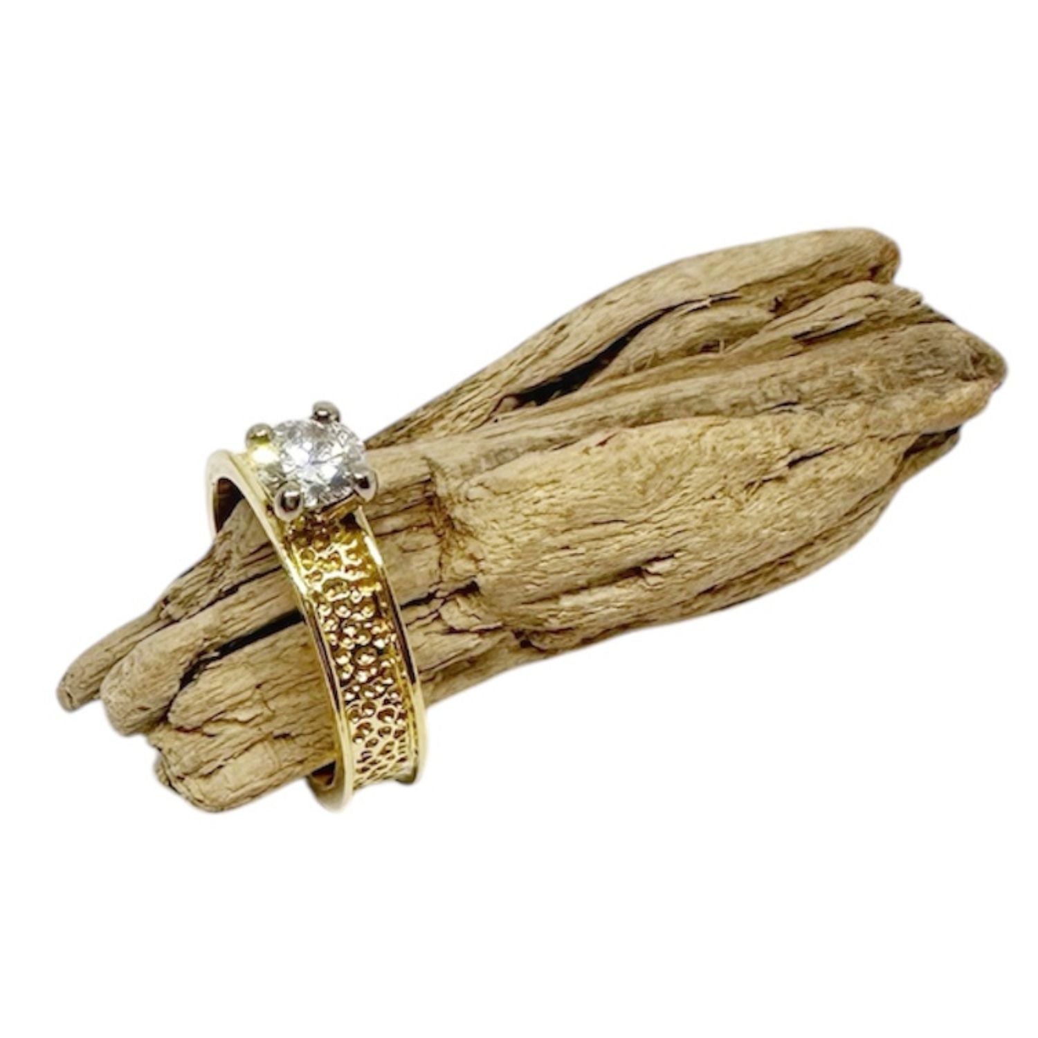 Diamond Band Ring – 18ct Recycled Yellow Gold & White Gold Setting - Tg-Jewellery By Tamara Gervasio