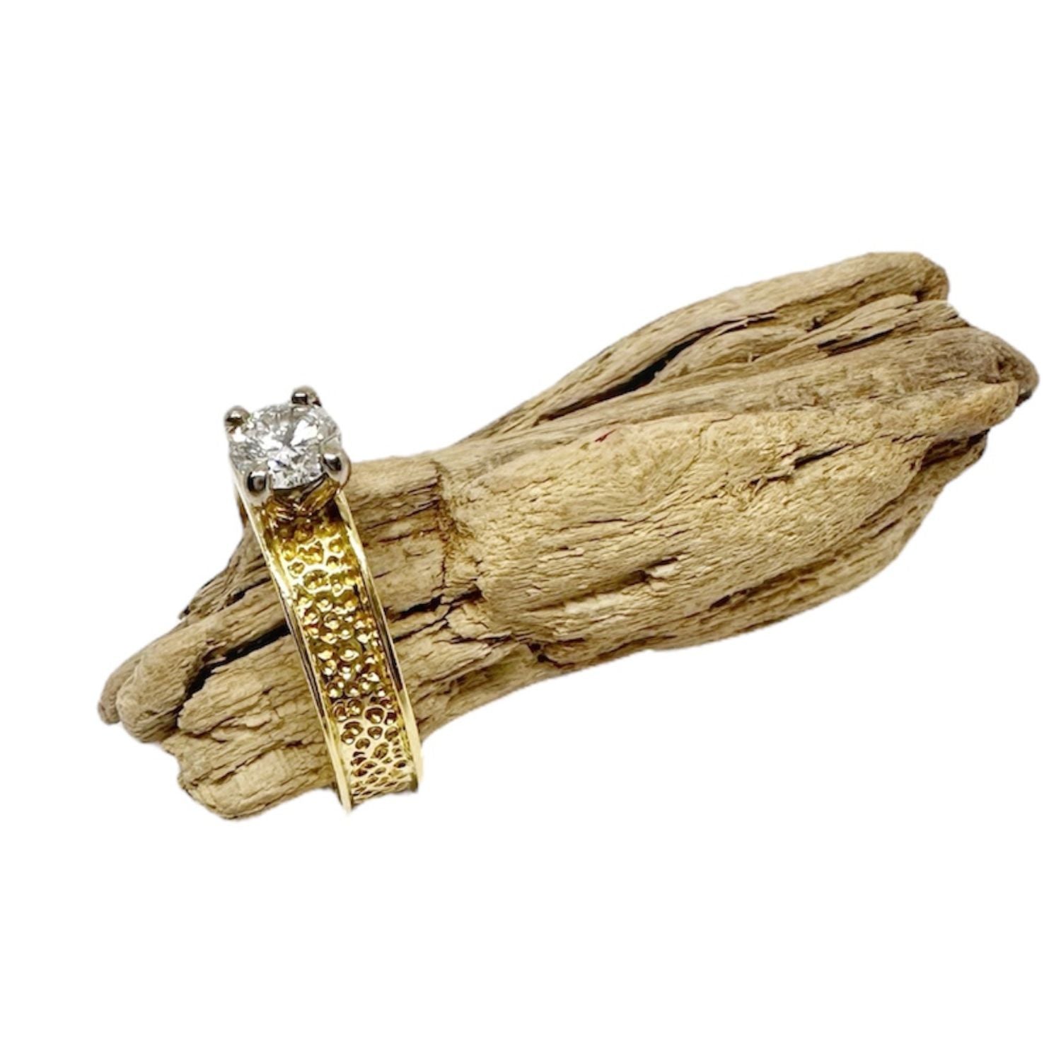 Diamond Band Ring – 18ct Recycled Yellow Gold & White Gold Setting - Tg-Jewellery By Tamara Gervasio