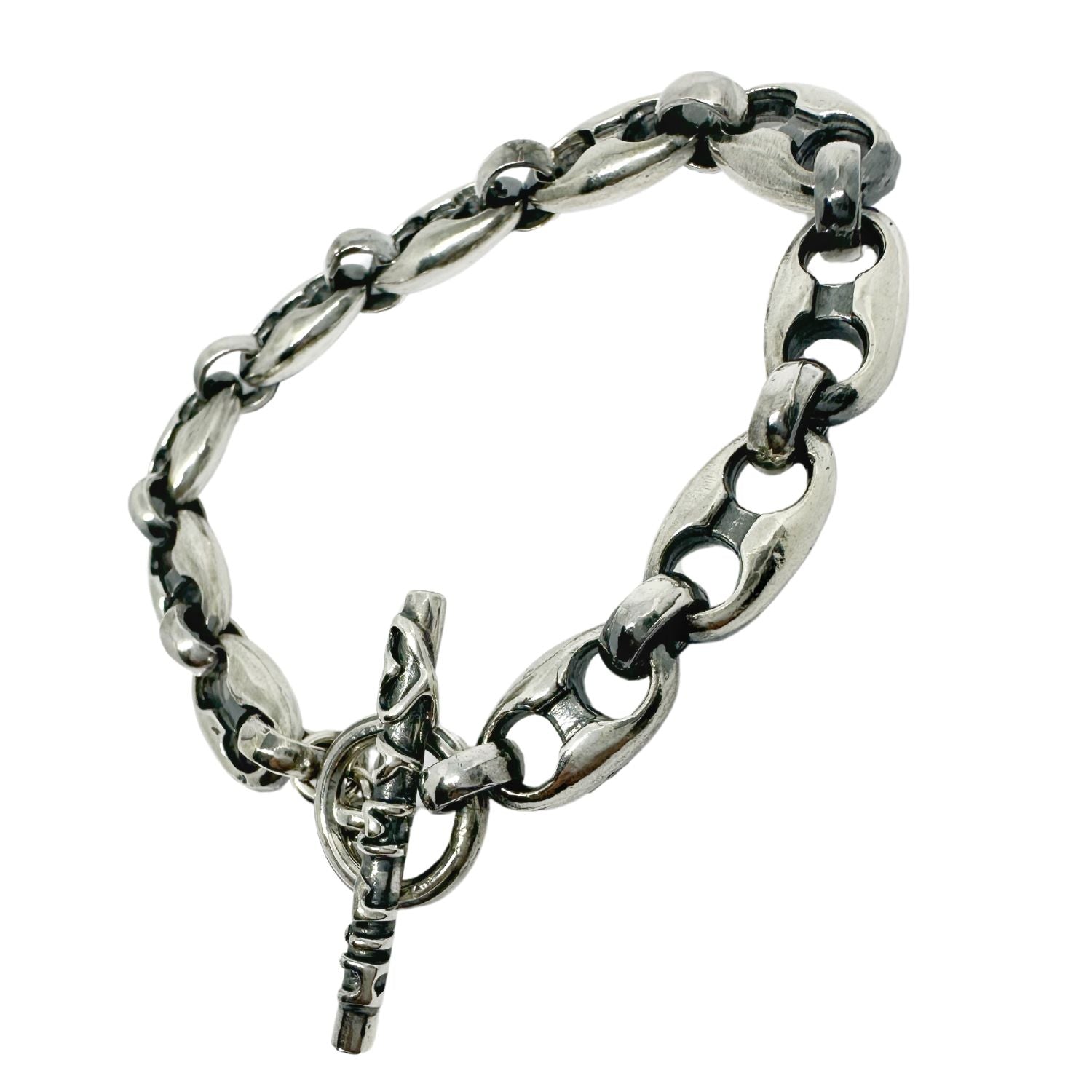 Anchor Link T-Bar “Hit My Heart” Bracelet – Sterling Silver Unisex - Tg-Jewellery By Tamara Gervasio