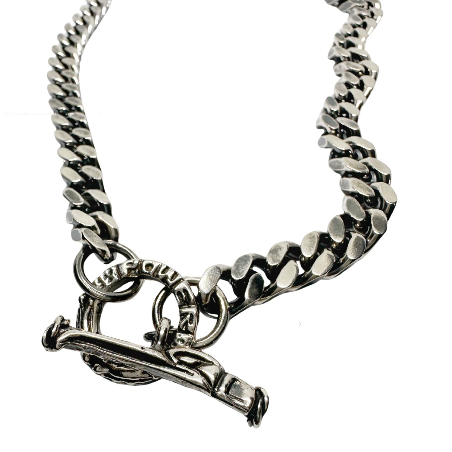 Men’s Sterling Silver Curb Chain Necklace – Celtic Bird 2 T-Bar & POWER Jumpring - Tg-Jewellery By Tamara Gervasio