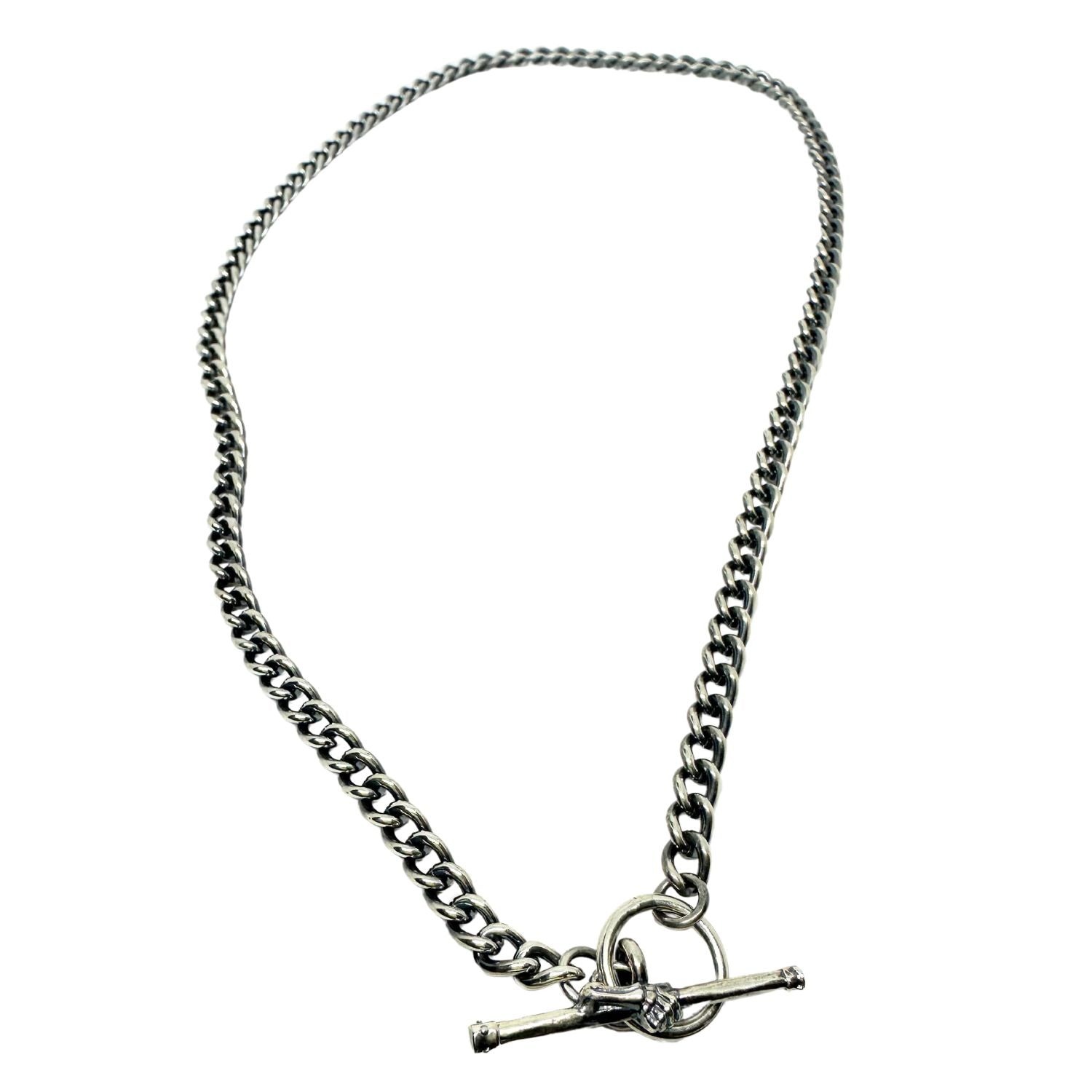 Skeleton T-Bar Curb Chain Necklace in Sterling Silver 925 – 50.5cm - Tg-Jewellery By Tamara Gervasio