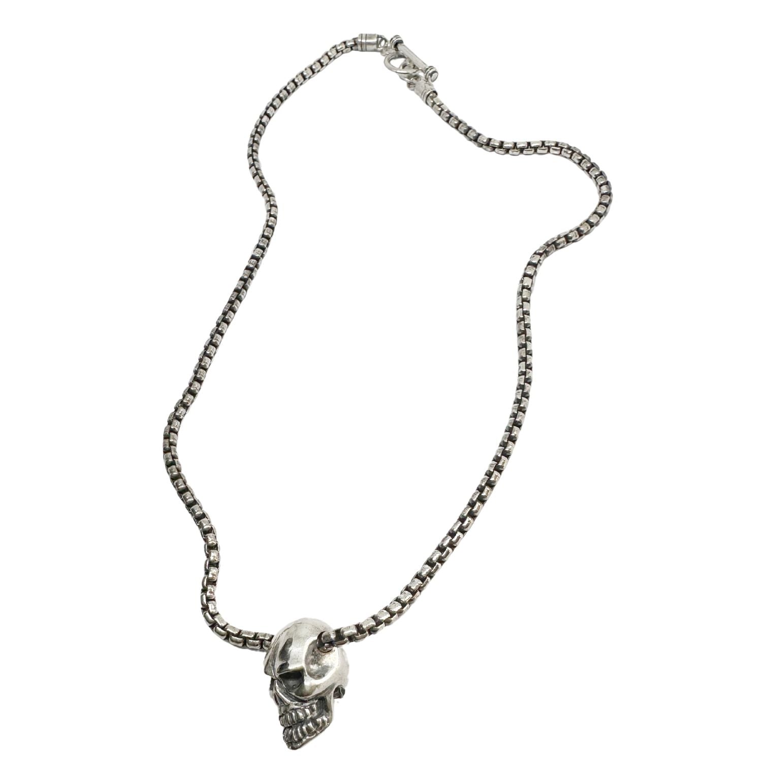 Skull Box Chain T-Bar Necklace – Sterling Silver 925 - Tg-Jewellery By Tamara Gervasio