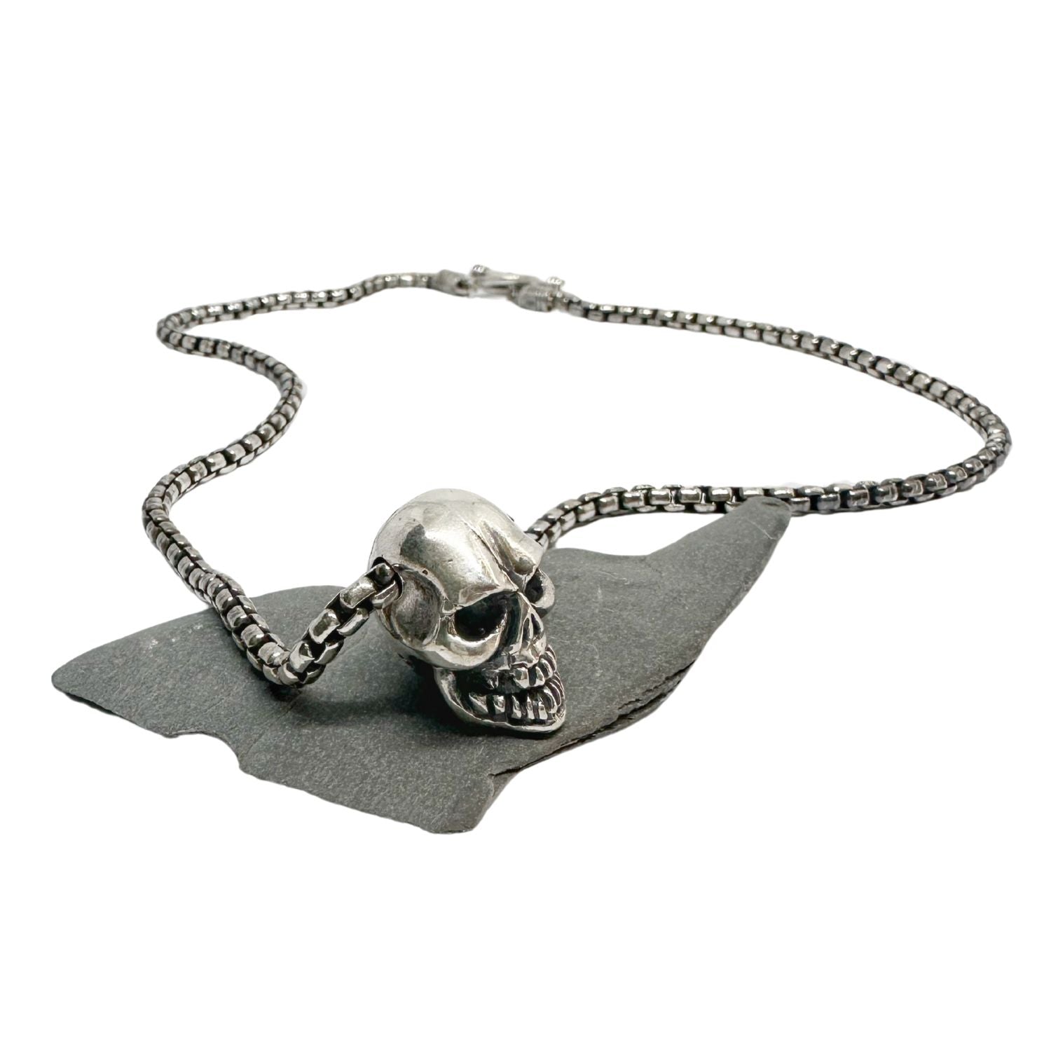 Skull Box Chain T-Bar Necklace – Sterling Silver 925 - Tg-Jewellery By Tamara Gervasio