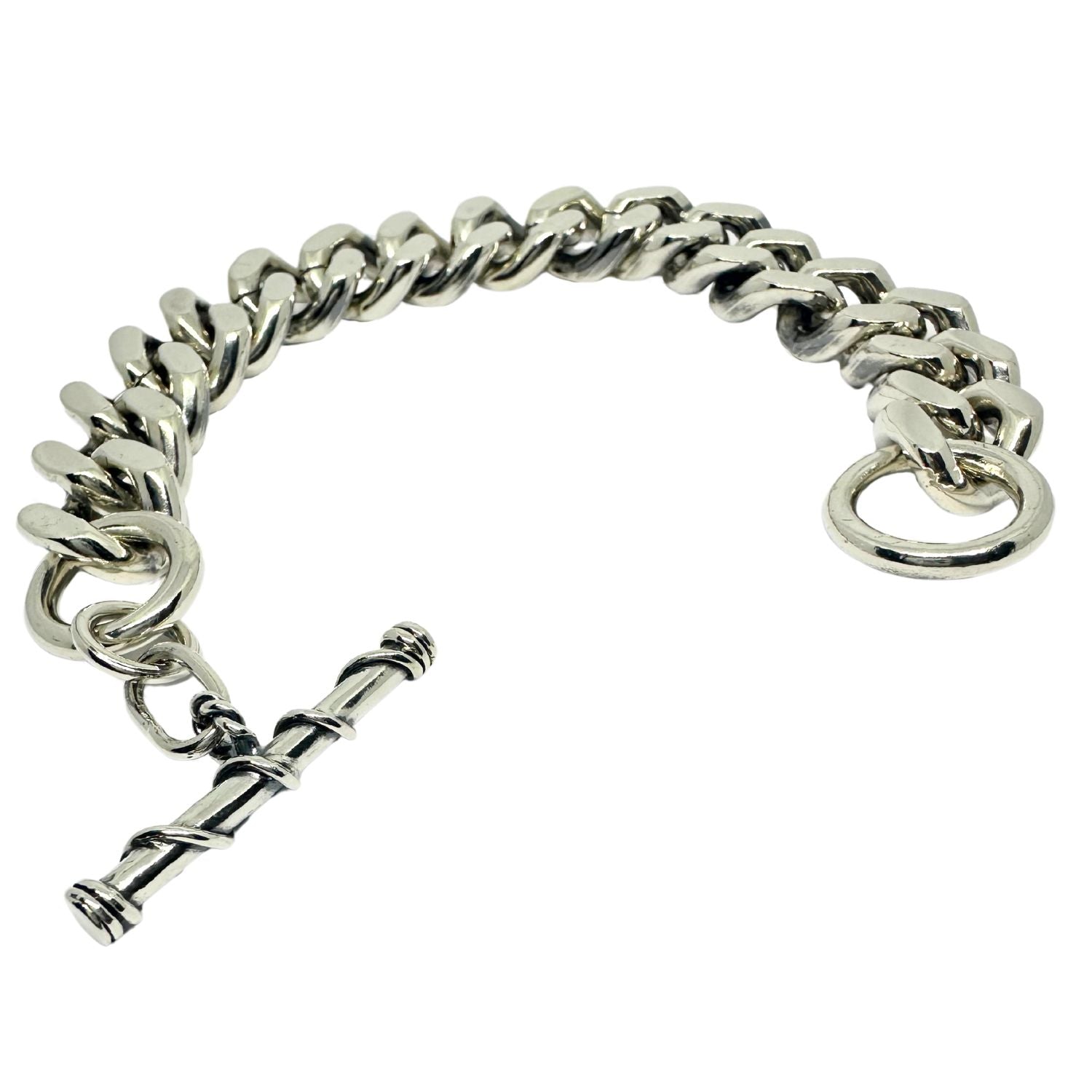 Men’s Chunky Sterling Silver Curb Chain Bracelet – Twisted T-Bar - Tg-Jewellery By Tamara Gervasio