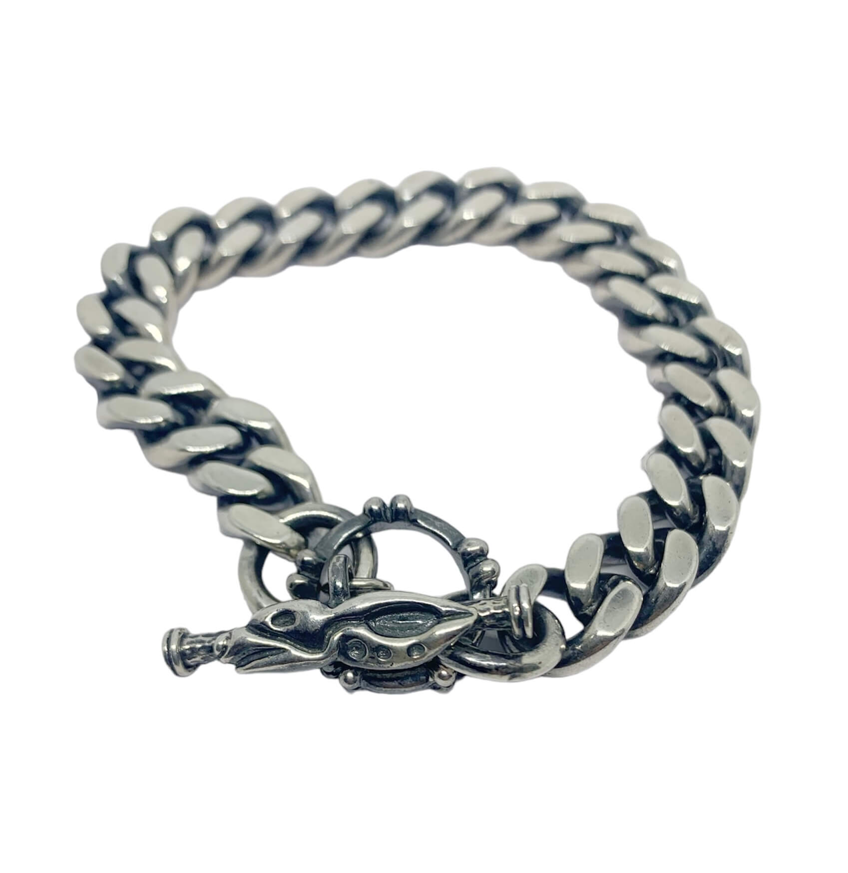 Men’s Heavy Curb Chain Bracelet with Celtic Dog Clasp - Tg-Jewellery By Tamara Gervasio