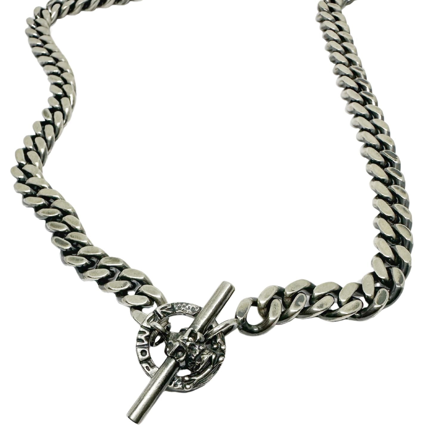 Men’s Heavy Curb Chain with Skull T-Bar – Sterling Silver 925 - Tg-Jewellery By Tamara Gervasio