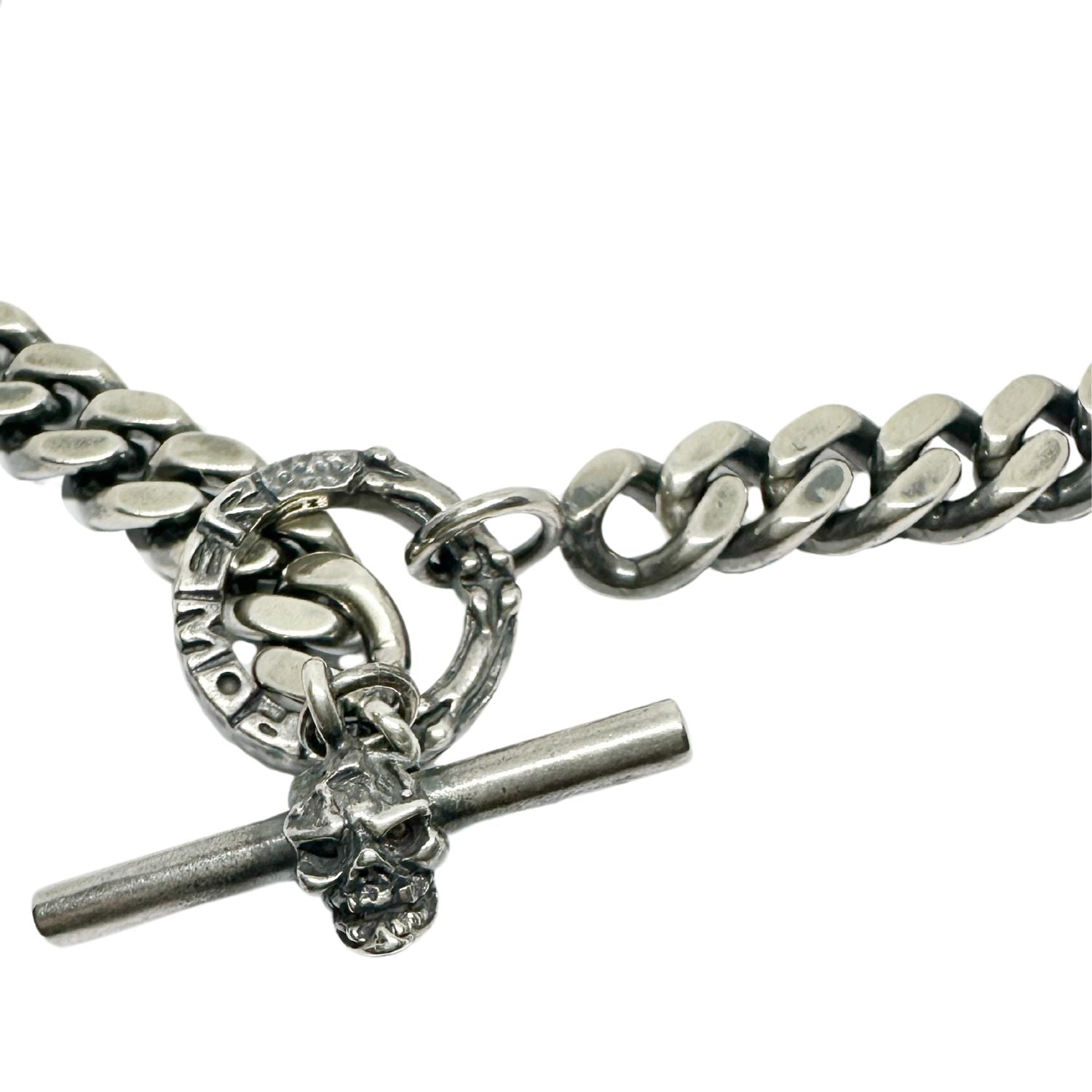 Men’s Heavy Curb Chain with Skull T-Bar – Sterling Silver 925 - Tg-Jewellery By Tamara Gervasio