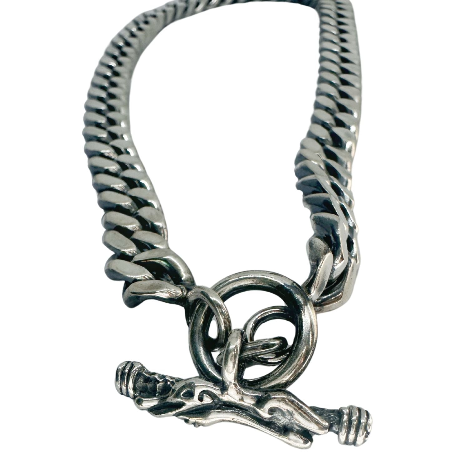 Celtic Crocodile T-Bar Necklace – Sterling Silver 925 Men’s Chain - Tg-Jewellery By Tamara Gervasio