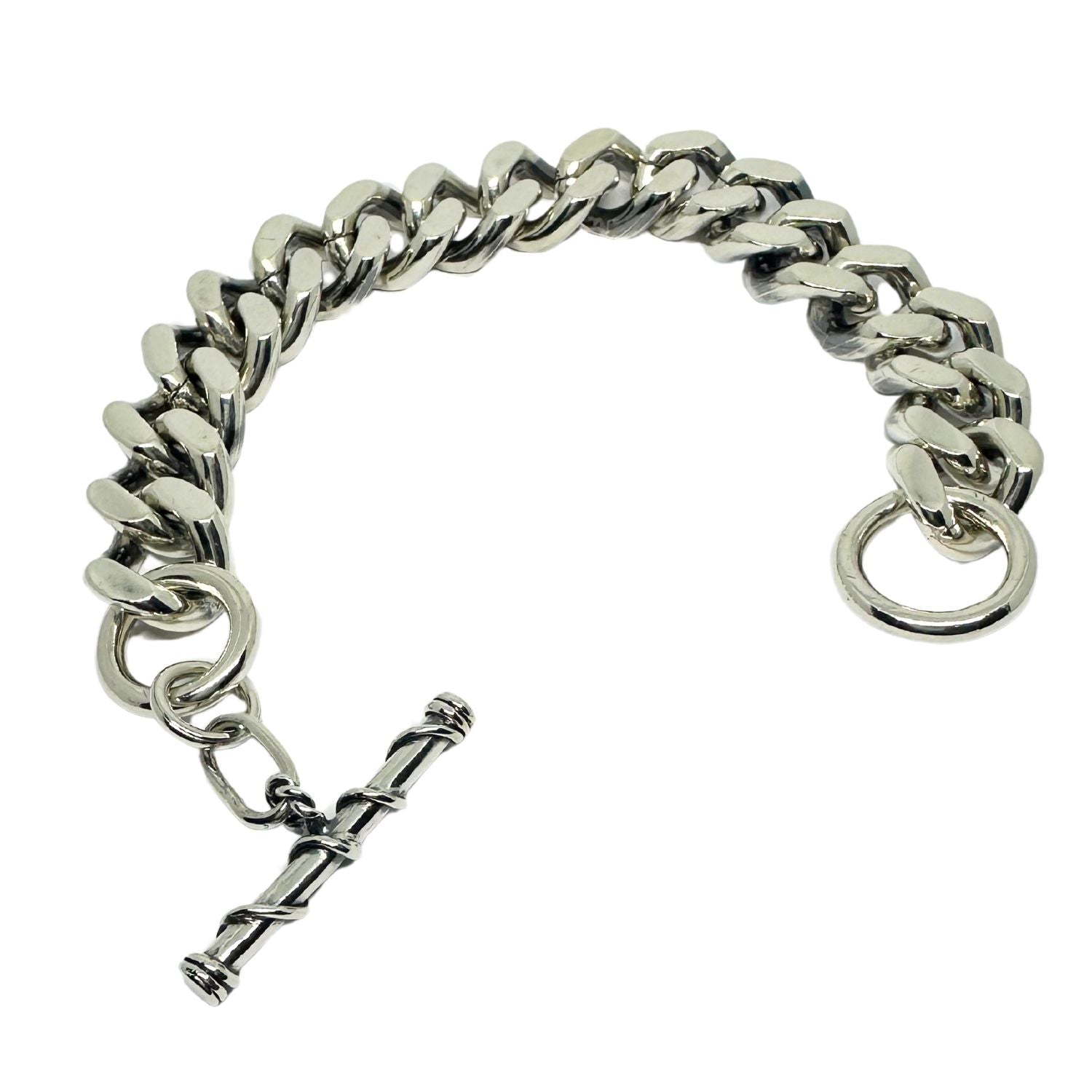Men’s Chunky Sterling Silver Curb Chain Bracelet – Twisted T-Bar - Tg-Jewellery By Tamara Gervasio
