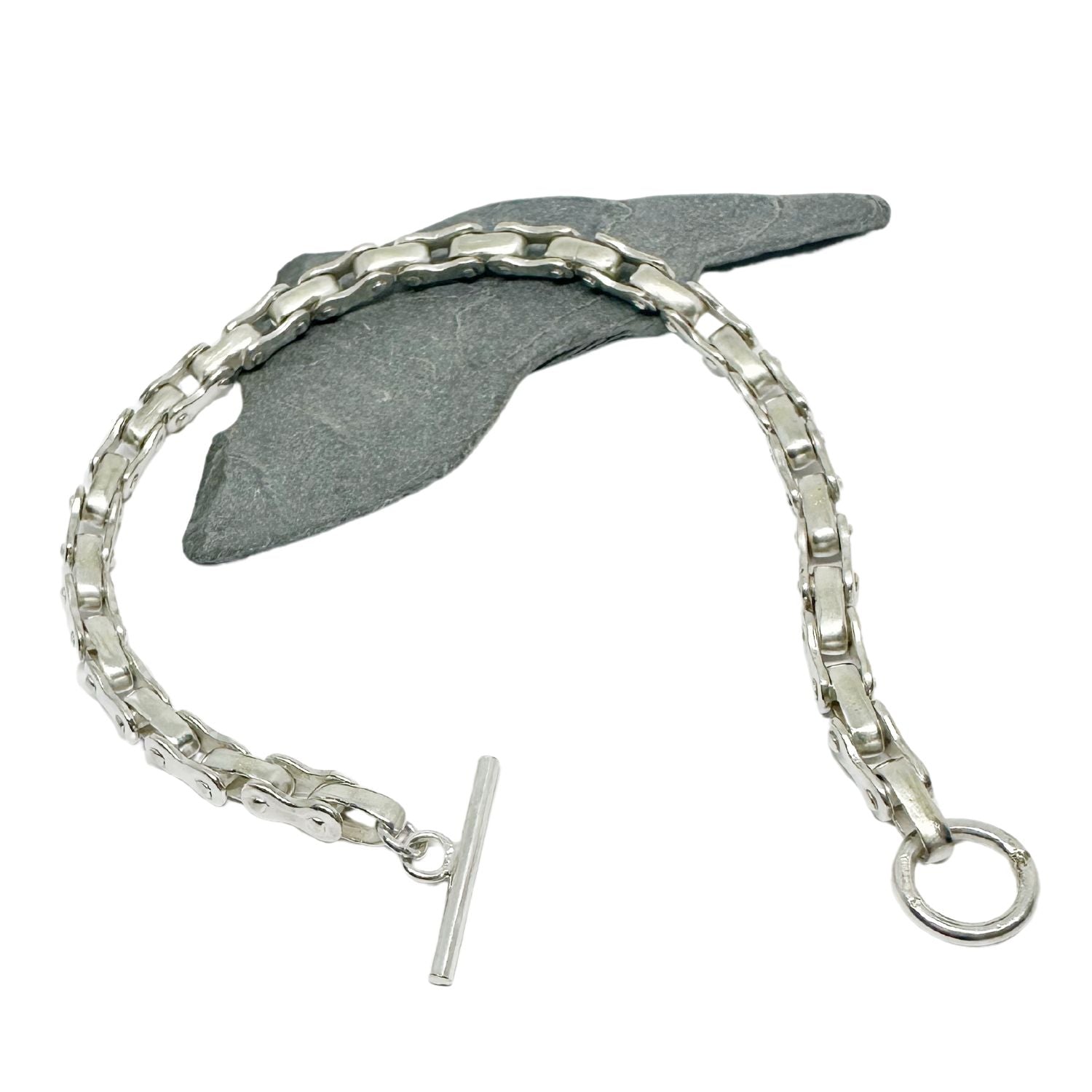 Men’s Biker Bracelet – Sterling Silver 925, Handmade with T-Bar Clasp - Tg-Jewellery By Tamara Gervasio