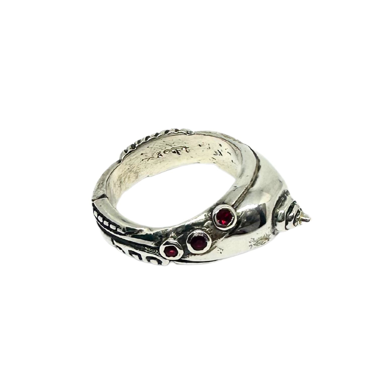 Handcrafted sterling silver 925 Candela men's ring with 6 faceted ruby stones 15.7g 11.3mm wide - Tg-Jewellery By Tamara Gervasio