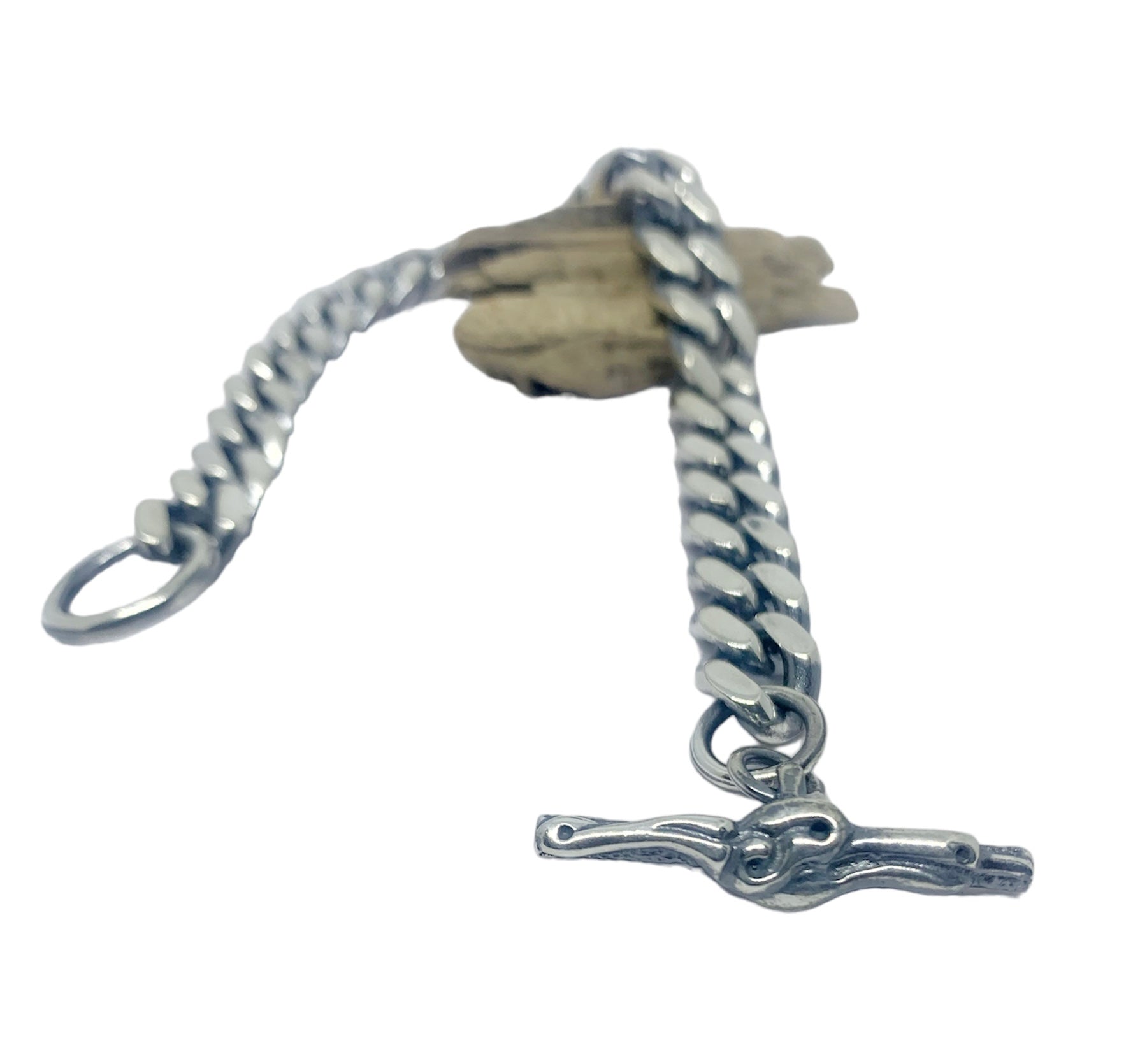 Celtic dog sterling silver curb chain bracelet, full length view- Tg-Jewellery By Tamara Gervasio