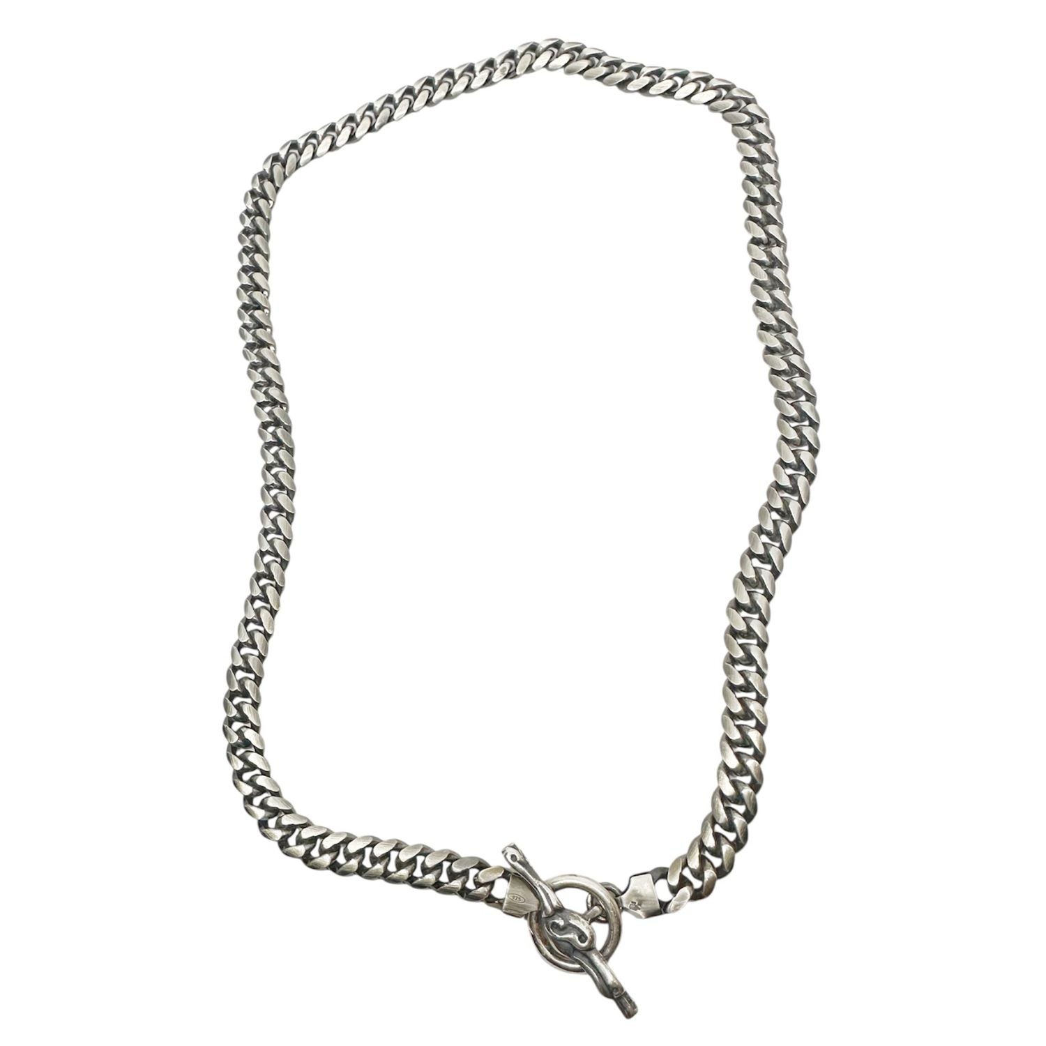 Hand-carved Celtic dog T-bar clasp on sterling silver curb chain necklace - Tg-Jewellery By Tamara Gervasio