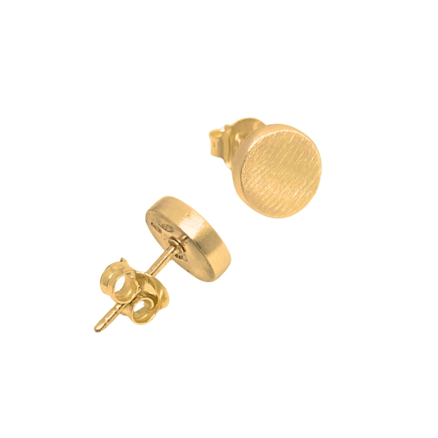 Circle stud earrings in 18ct yellow gold option, handmade to order in Cornwall – TG-Jewellery
