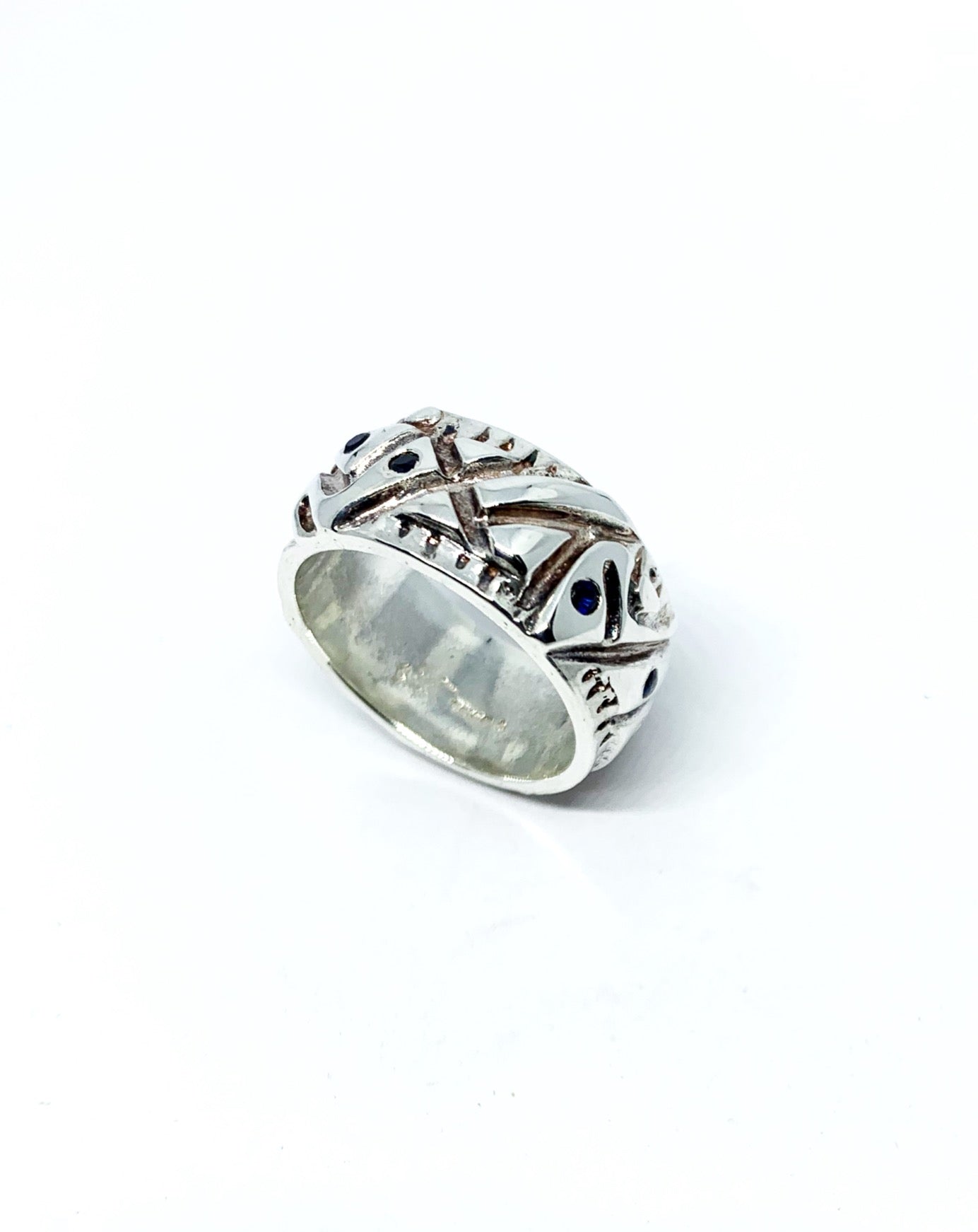 Abstract Men’s Ring – Sterling Silver 925 with Rubies or Sapphires - Tg-Jewellery By Tamara Gervasio