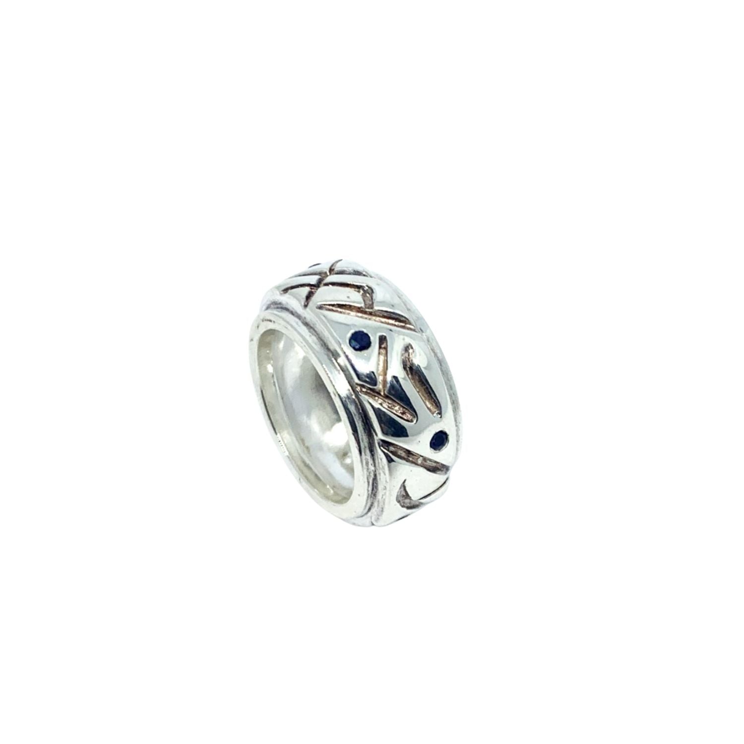 Abstract Chunky Sterling Silver Ring with Sapphire Gemstone - Tg-Jewellery By Tamara Gervasio