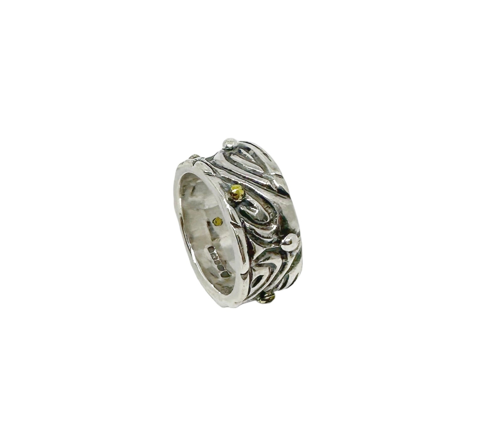 Le Linee Pebbles Ring – Sterling Silver 925 with Brass Accents - Tg-Jewellery By Tamara Gervasio
