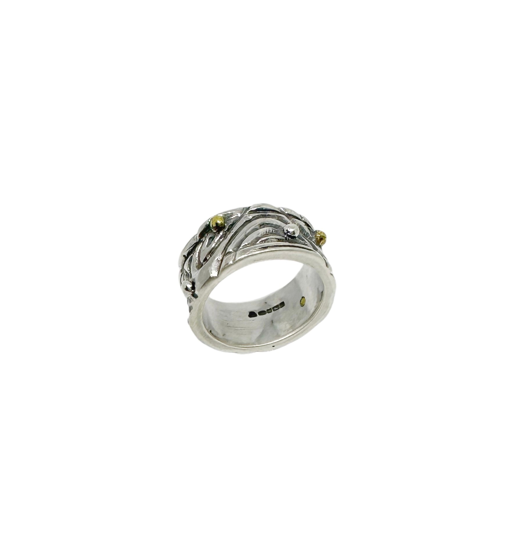 Le Linee Pebbles Ring – Sterling Silver 925 with Brass Accents - Tg-Jewellery By Tamara Gervasio
