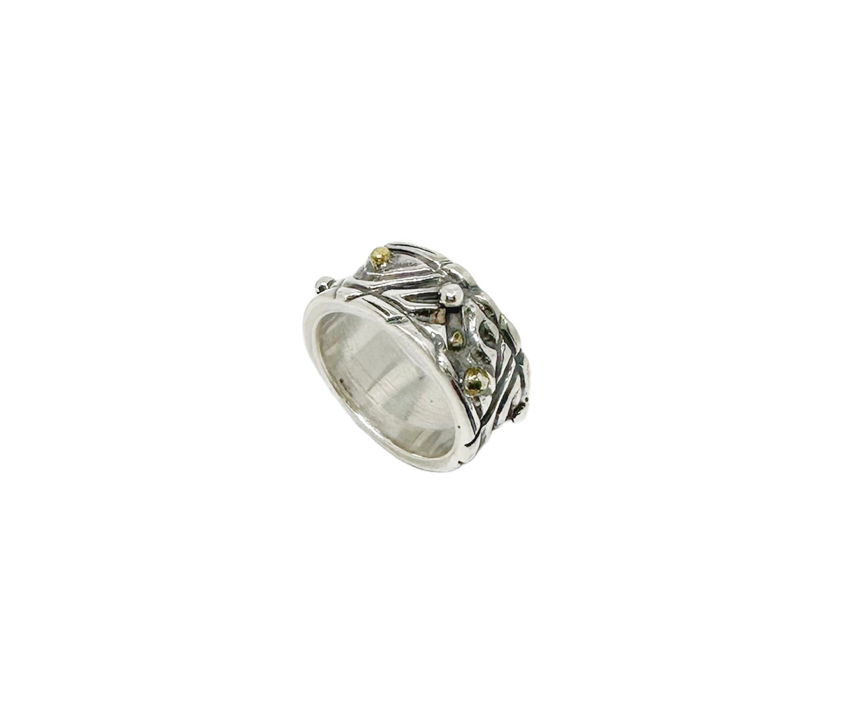 Le Linee Pebbles Ring – Sterling Silver 925 with Brass Accents - Tg-Jewellery By Tamara Gervasio