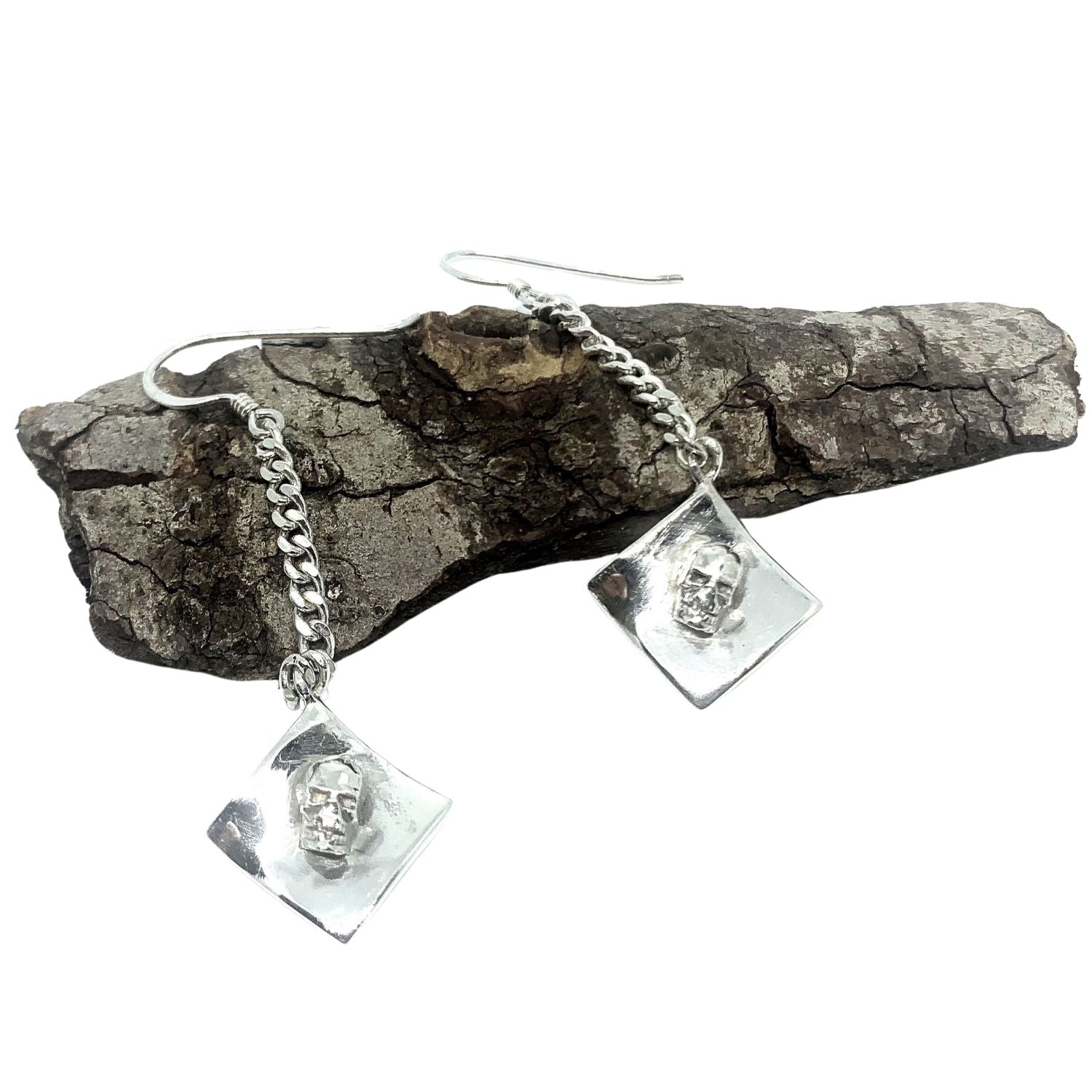 Sterling Silver Skull Dangle Earrings – Handmade Gothic Style - Tg-Jewellery By Tamara Gervasio