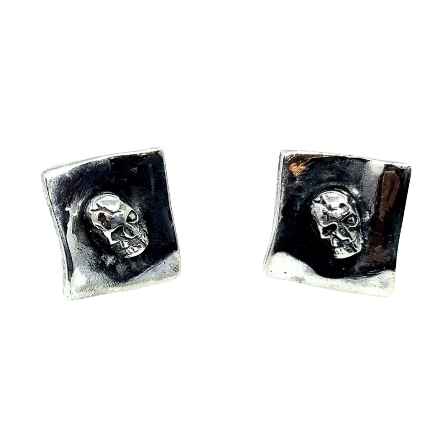 Skull Stud Earrings in Sterling Silver 925 – Lost Wax Carved - Tg-Jewellery By Tamara Gervasio