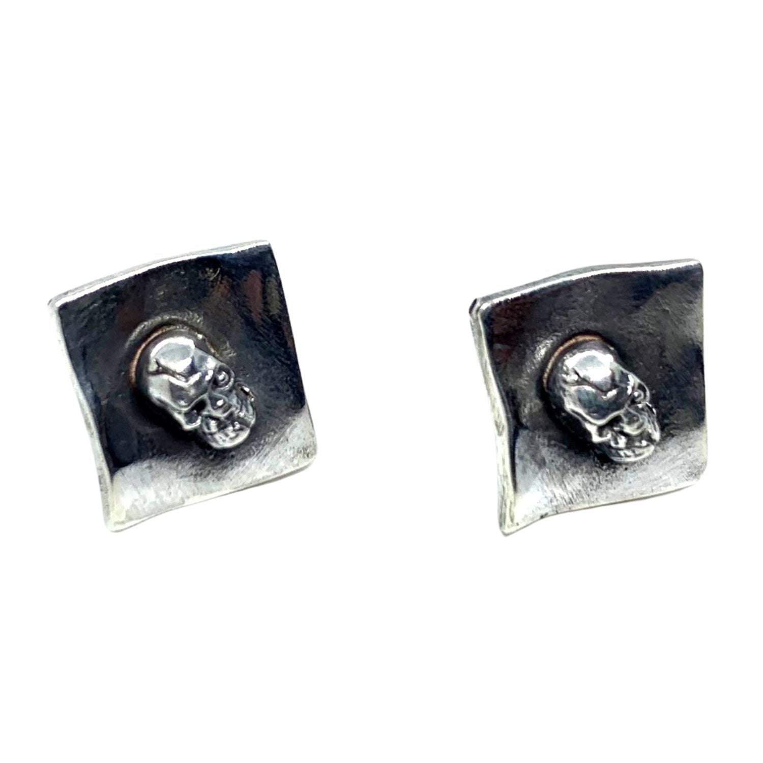 Skull Stud Earrings in Sterling Silver 925 – Lost Wax Carved - Tg-Jewellery By Tamara Gervasio