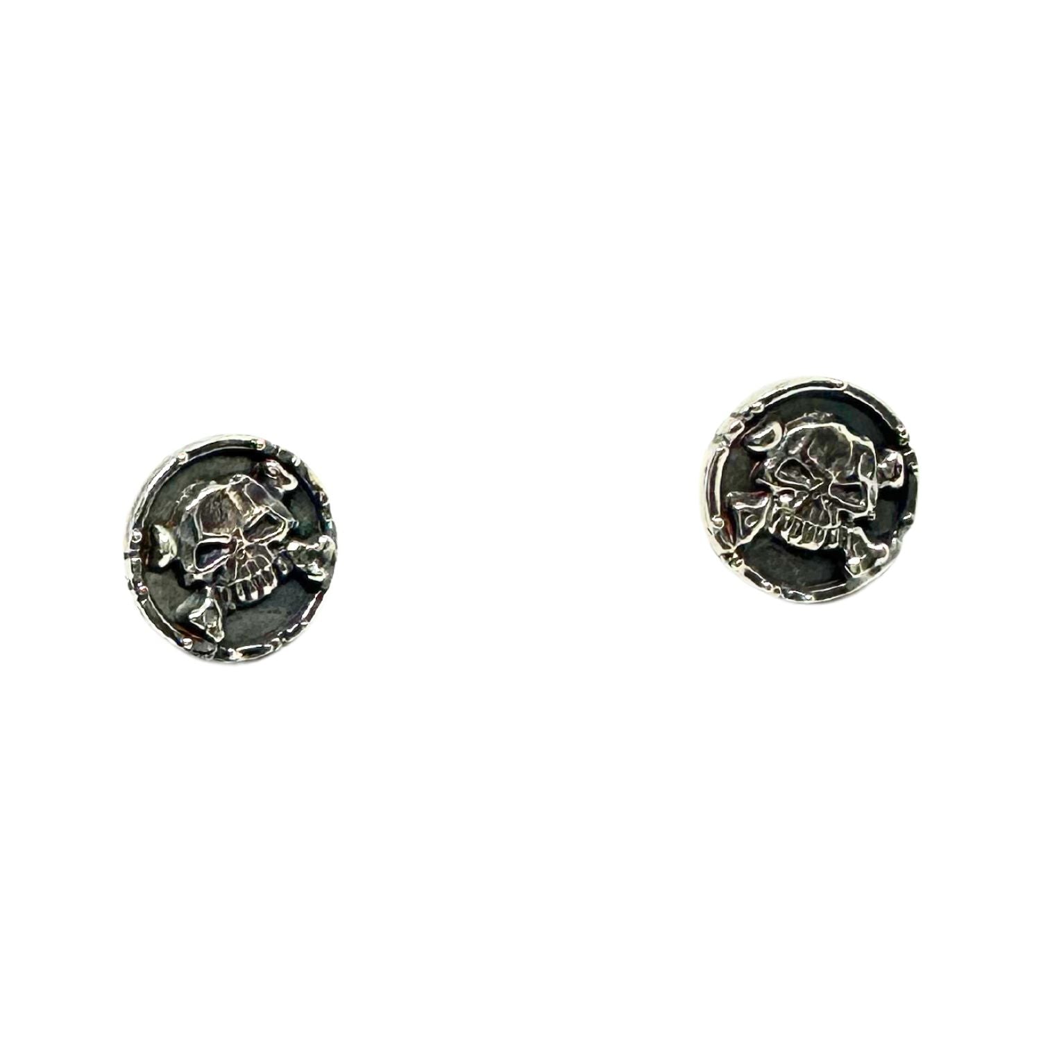 Medaglie Skull Bones Stud Earring – Sterling Silver 925 - Tg-Jewellery By Tamara Gervasio