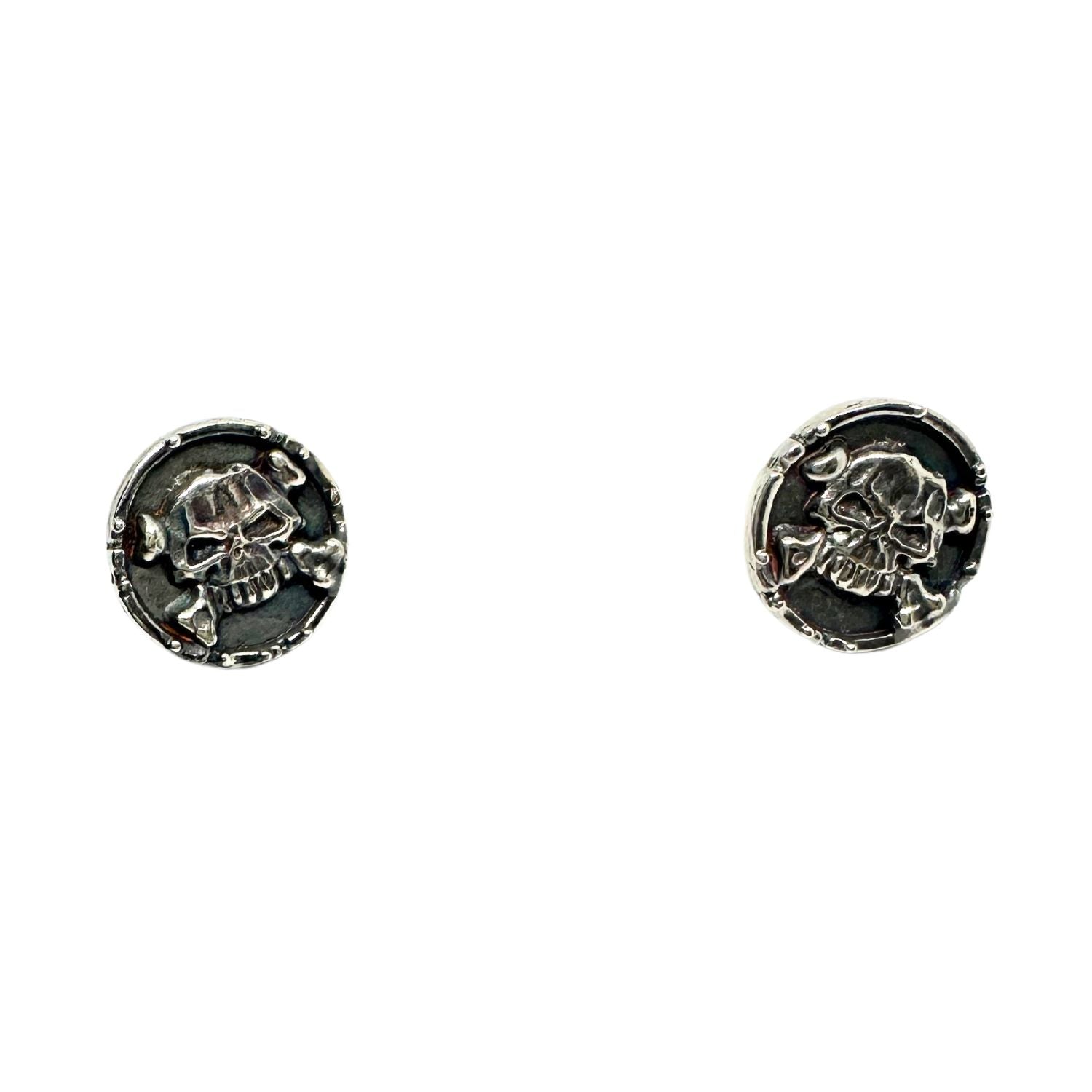 Medaglie Skull Bones Stud Earring – Sterling Silver 925 - Tg-Jewellery By Tamara Gervasio