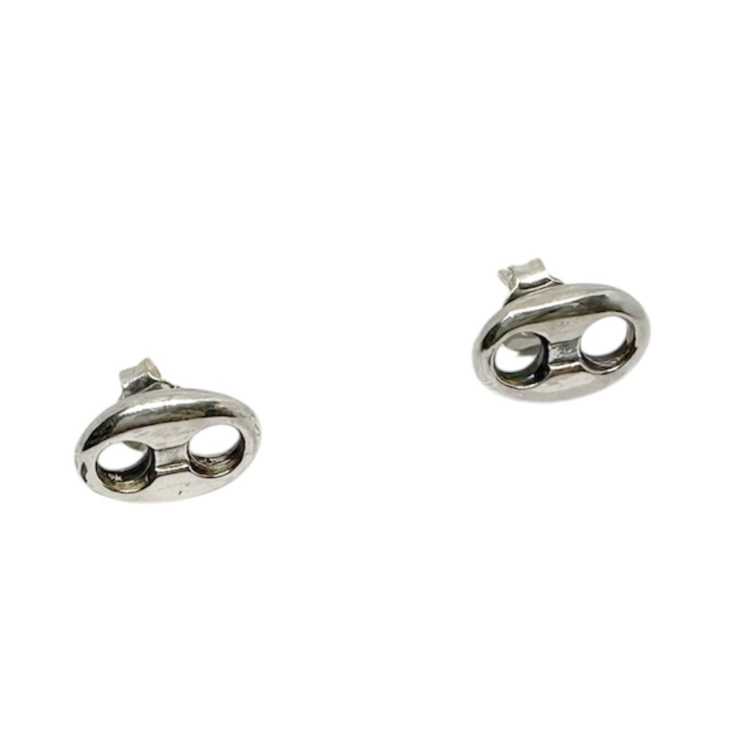 Hand-Carved Sterling Silver Stud Earrings – Anchor Link Design
