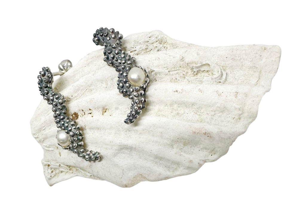 Sea Slug Pearl Stud Earrings – Sterling Silver with Pearl Accent - Tg-Jewellery By Tamara Gervasio