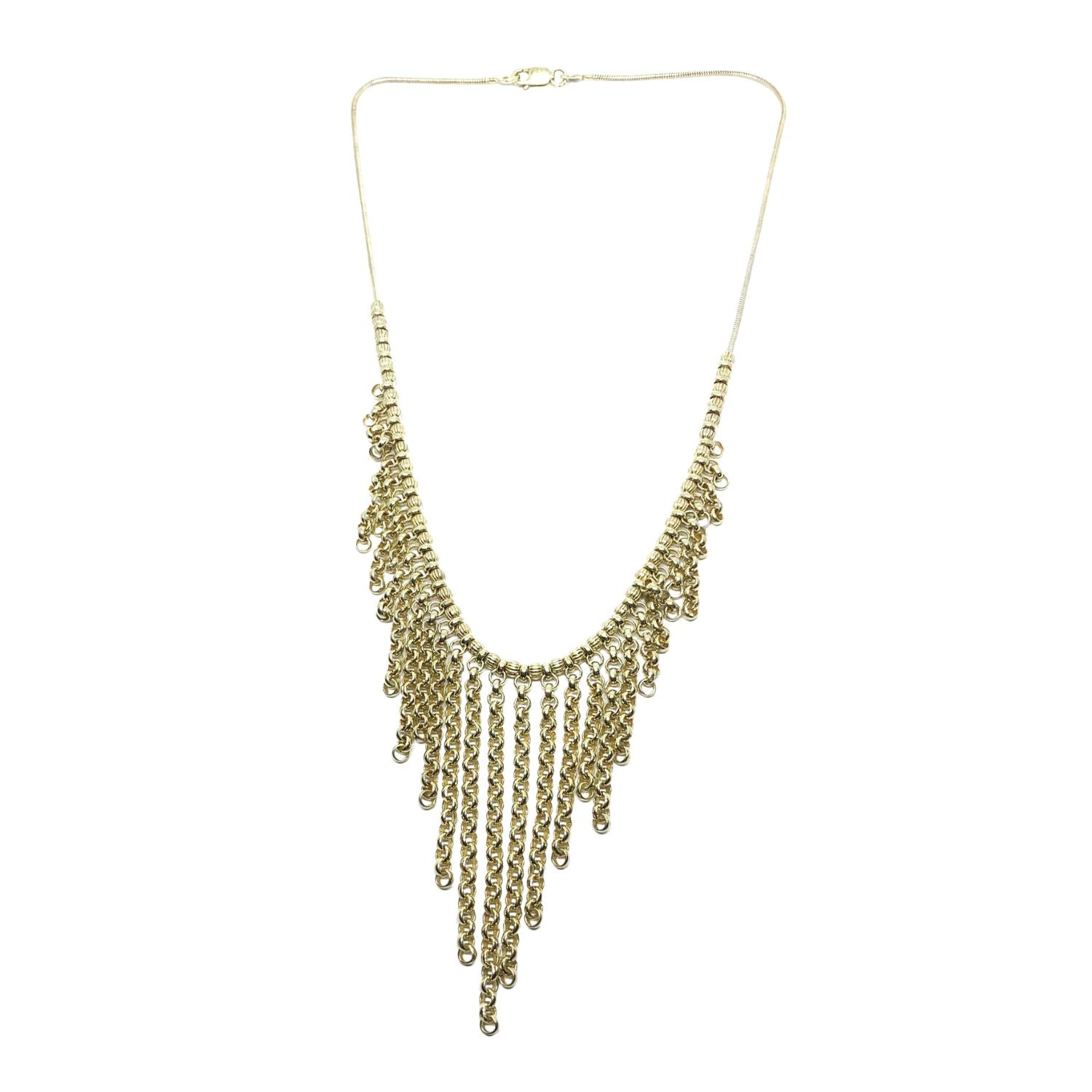 Handcrafted 18ct gold plated sterling silver rain drop chains necklace with corrugated beads 16in – TG-Jewellery