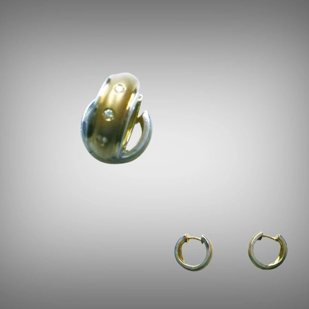 A pair of small 18ct yellow and white gold hoop earrings with diamonds, Tg-Jewellery by Tamara Gervasio