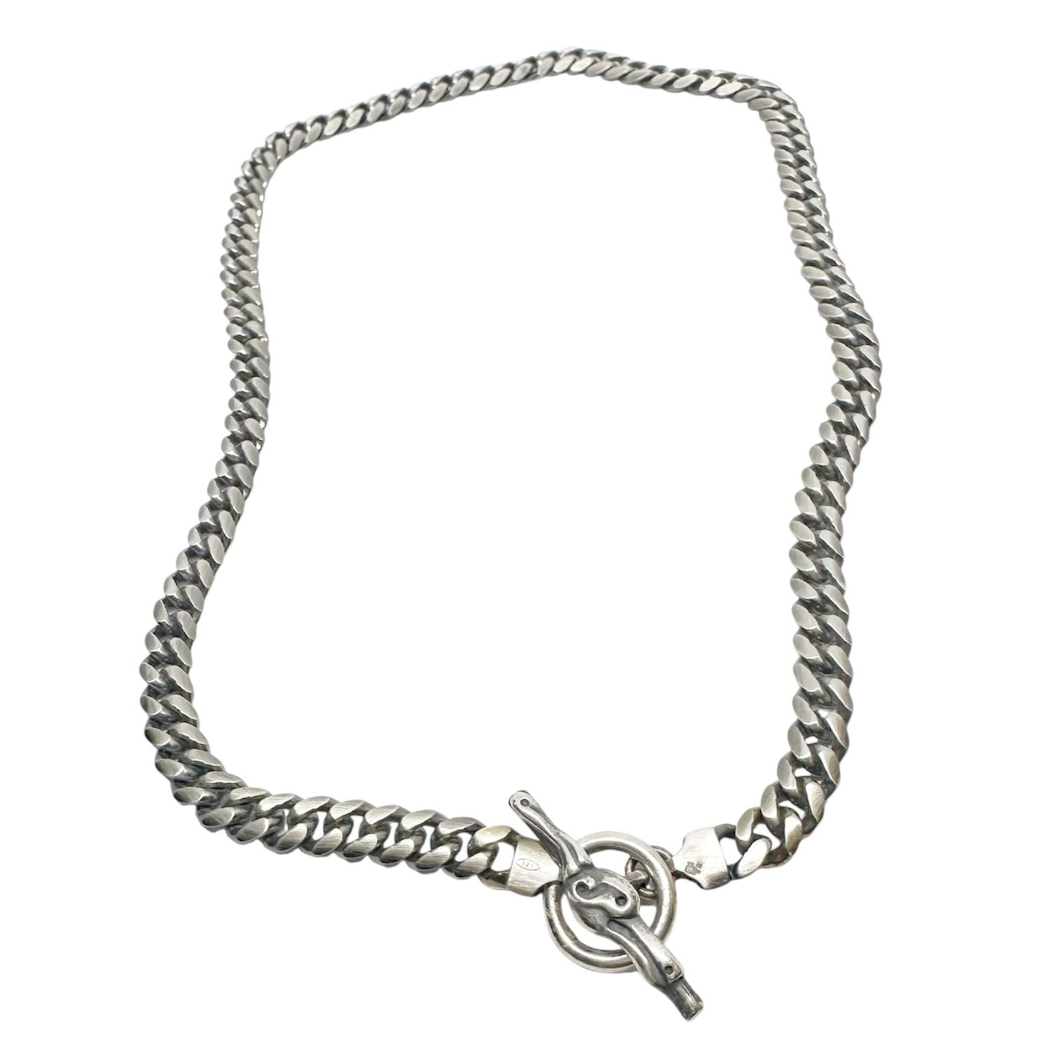 Men's Celtic dog sterling silver curb chain necklace, full length view - Tg-Jewellery By Tamara Gervasio