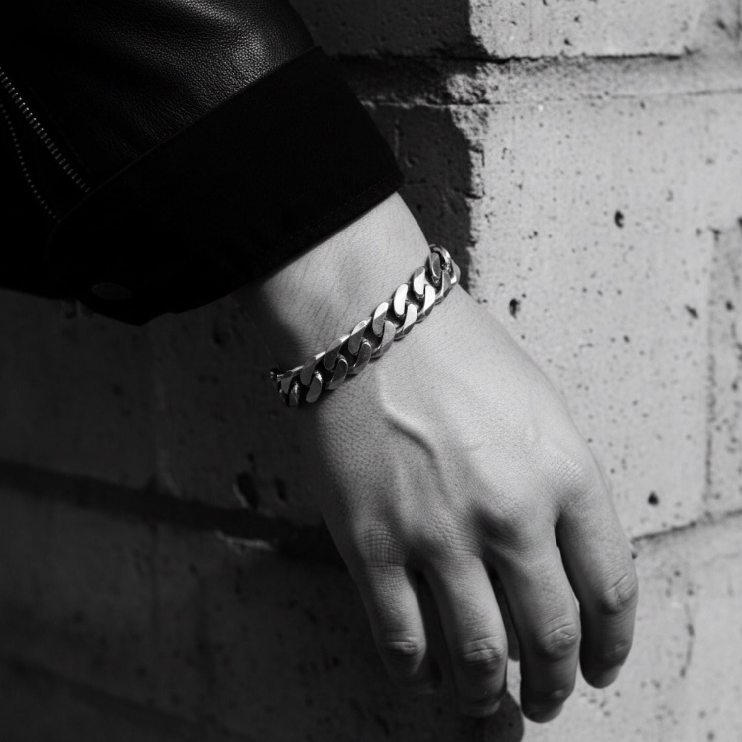 Men's 13mm sterling silver curb chain bracelet worn on wrist — TG-Jewellery