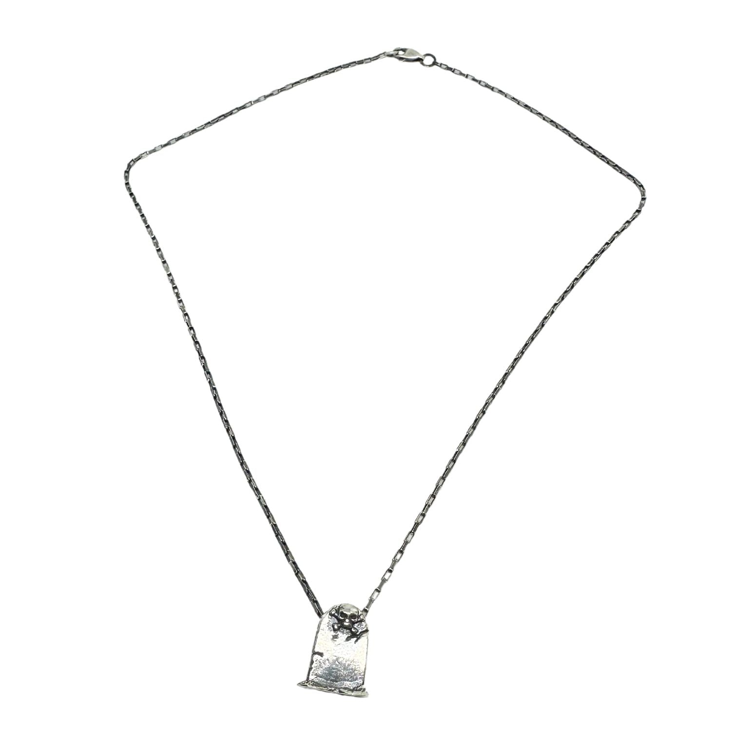 Men's sterling silver skeleton grave pendant necklace, handcrafted in Cornwall by TG-Jewellery