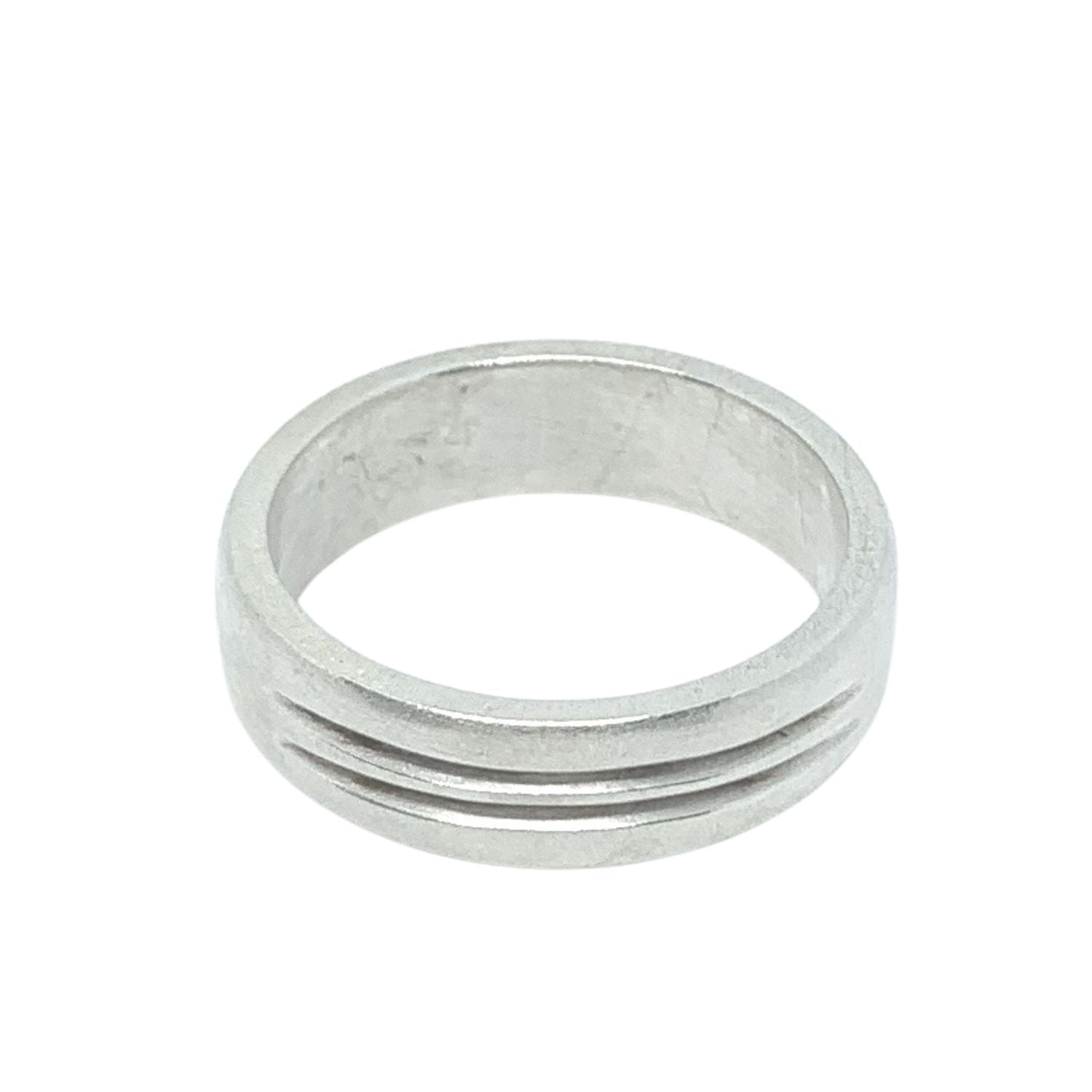 Men's sterling silver 925 open line band ring, 6.52mm wide, satin finish, handmade in Cornwall - Tg-Jewellery By Tamara Gervasio