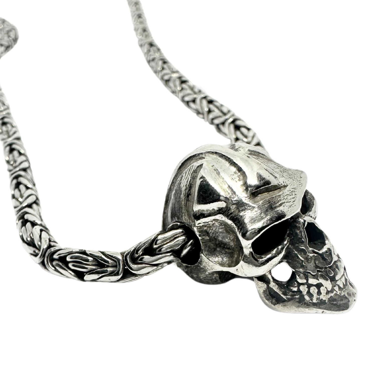Skull Japanese Sign Fire Flat Byzantine Chain – Sterling Silver 925 - Tg-Jewellery By Tamara Gervasio