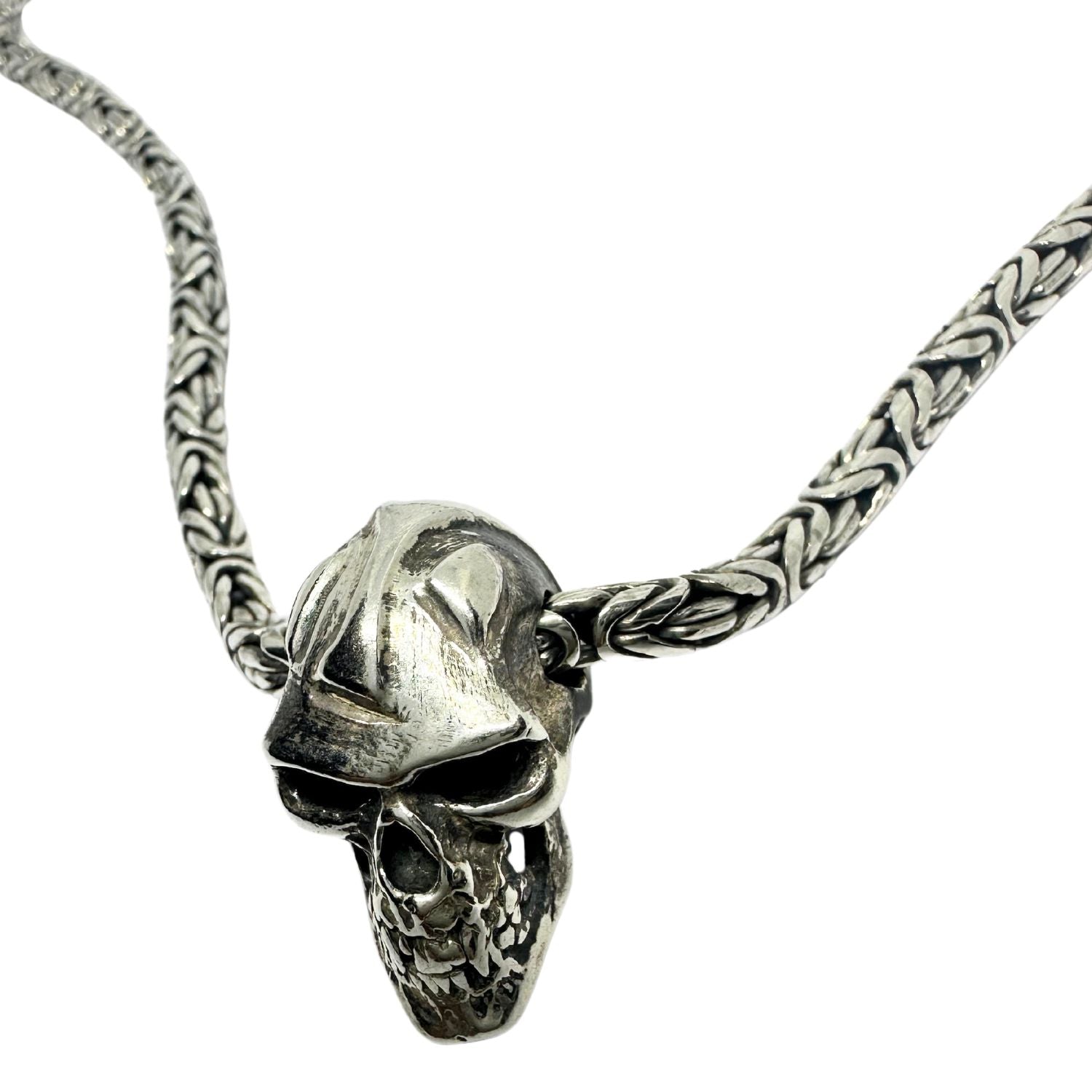 Skull Japanese Sign Fire Flat Byzantine Chain – Sterling Silver 925 - Tg-Jewellery By Tamara Gervasio