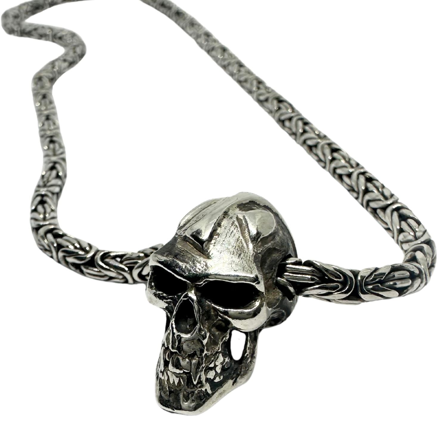 Skull Japanese Sign Fire Flat Byzantine Chain – Sterling Silver 925 - Tg-Jewellery By Tamara Gervasio